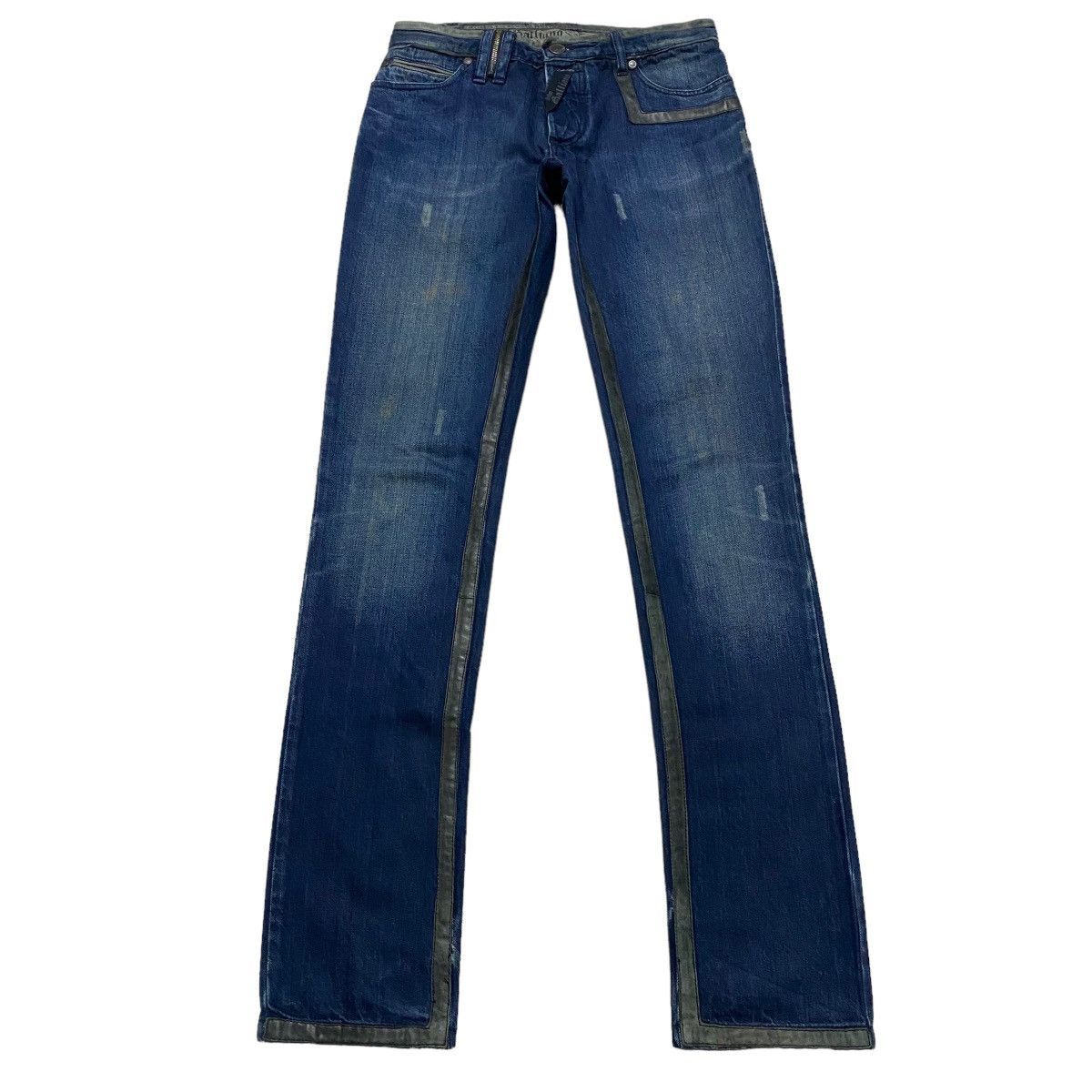 John Galliano Leather Trimmed Denim Jeans