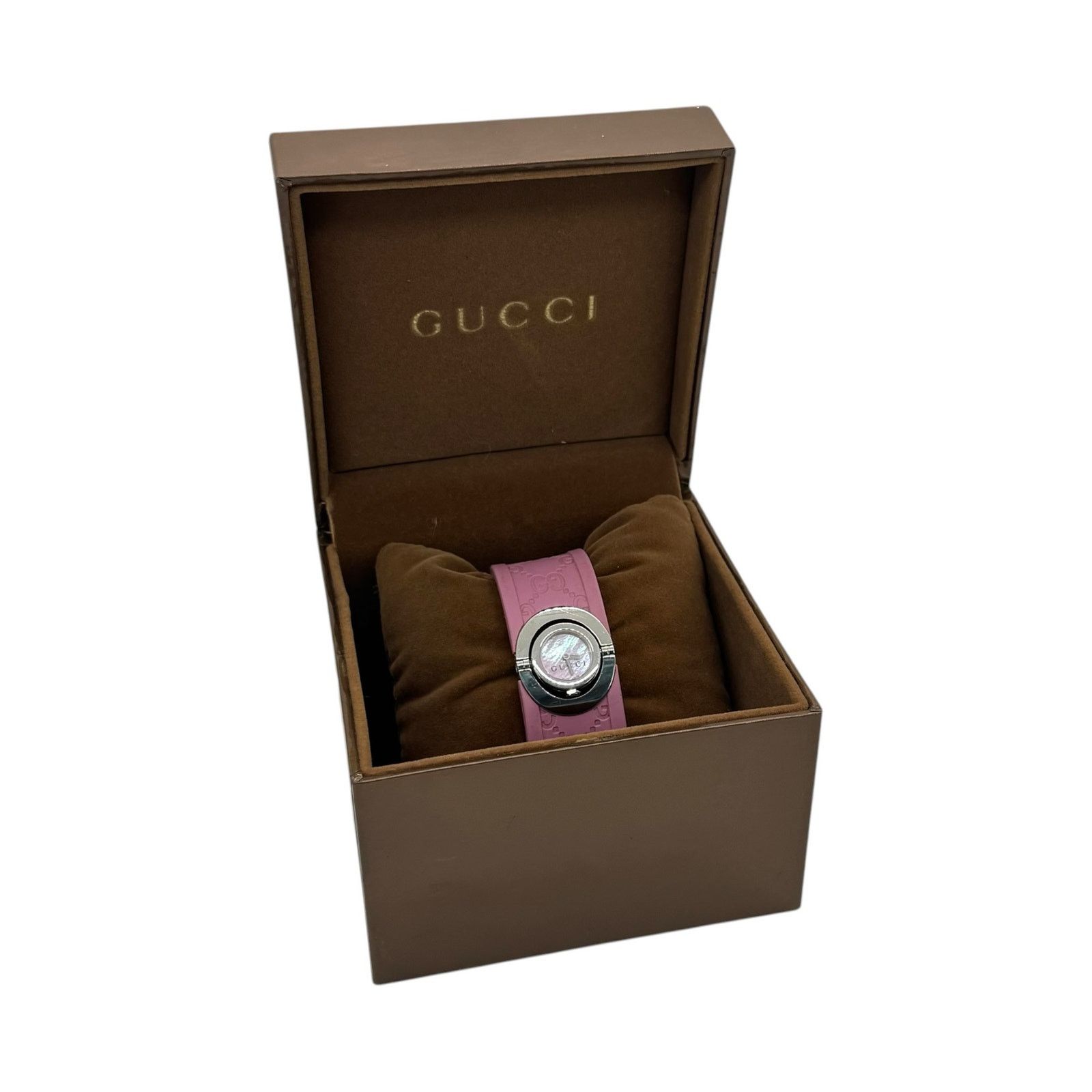 Gucci Gucci GG Twirl Pink Rubber Bangle Watch Size ONE SIZE - 3 Thumbnail