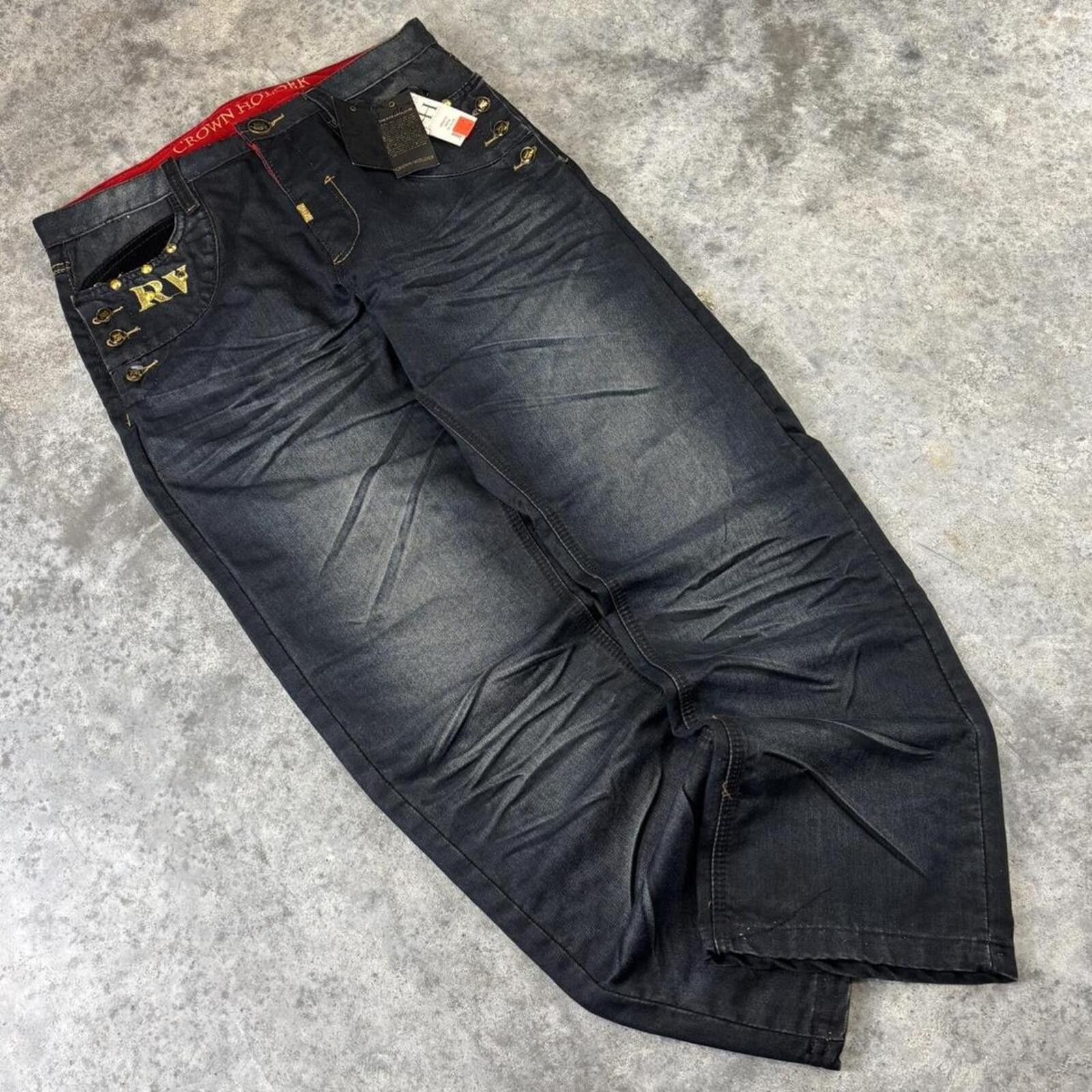 Other Crown Holder Y2K Grunge Alternative Wide Leg Baggy Jeans Size US 36 / EU 52 - 4 Thumbnail