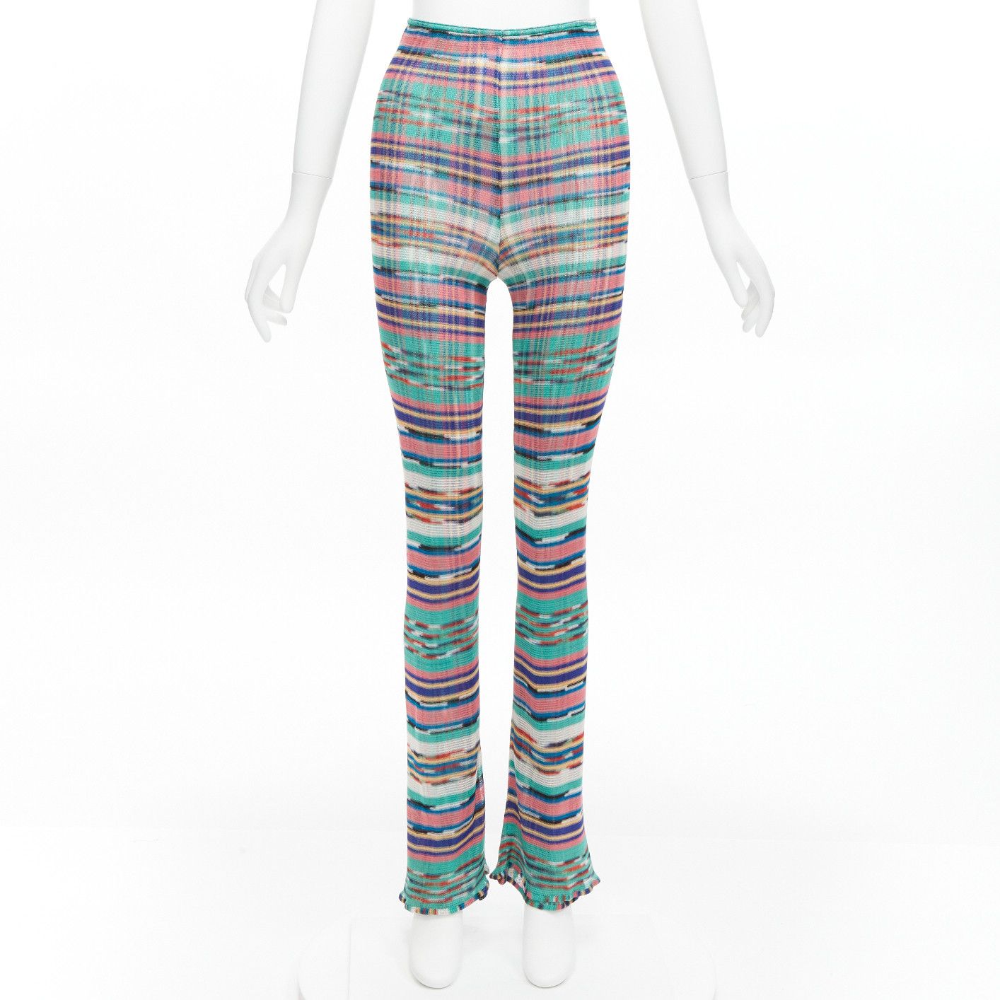 Missoni MISSONI Signature colorful psychedelic stripe high waisted double layer flared pants IT38 XS Size 26" / US 2 / IT 38 - 1 Thumbnail