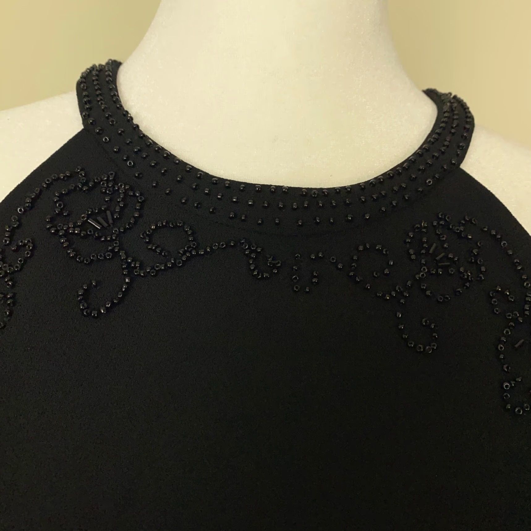 Vintage Leslie Fay Dress Womens Size 10 Black Sleeveless Beaded Fit Flare Above Knee Size L / US 10 / IT 46 - 3 Thumbnail