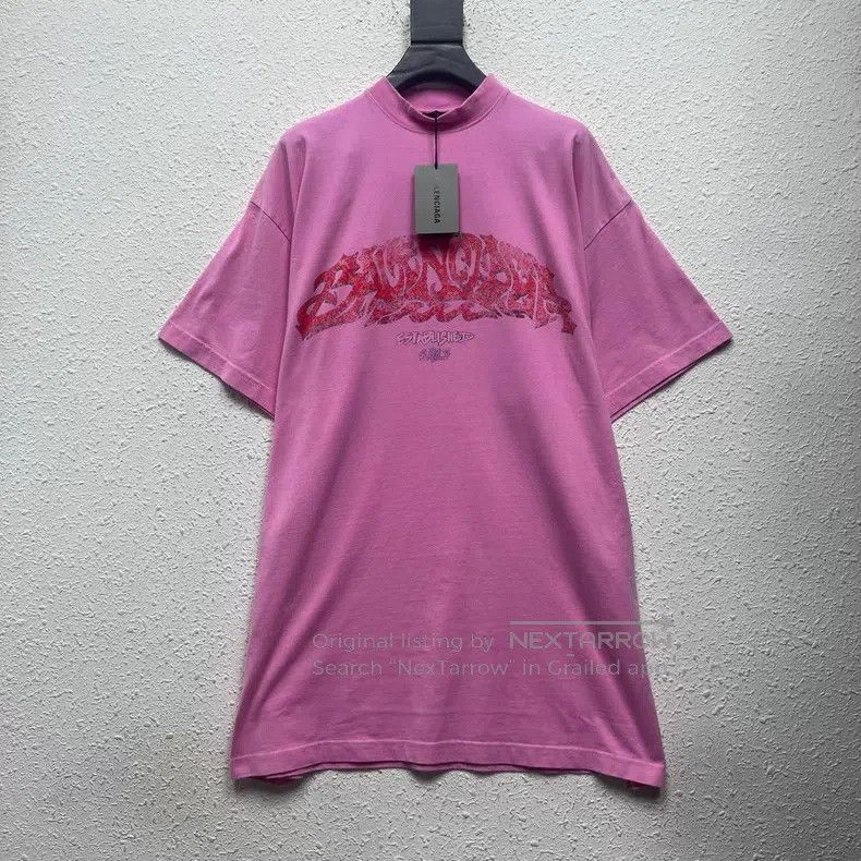 Balenciaga Balenciaga Flame Catastrophe Short Sleeve T-Shirt Pink Size US M / EU 48-50 / 2 - 1 Thumbnail