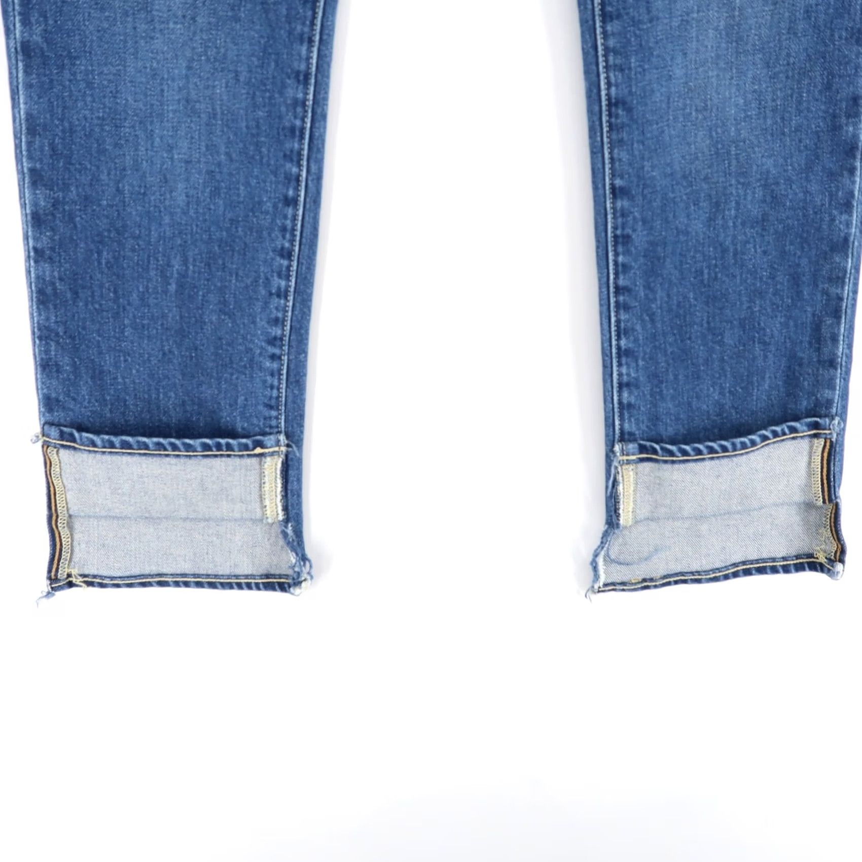 Vintage Trave Jeans Womens 26 Blue High Rise Slim Straight Step Hem Cuff 5-Pocket Denim Straight Vintage: No Size 26" / US 2 / IT 38 - 3 Thumbnail
