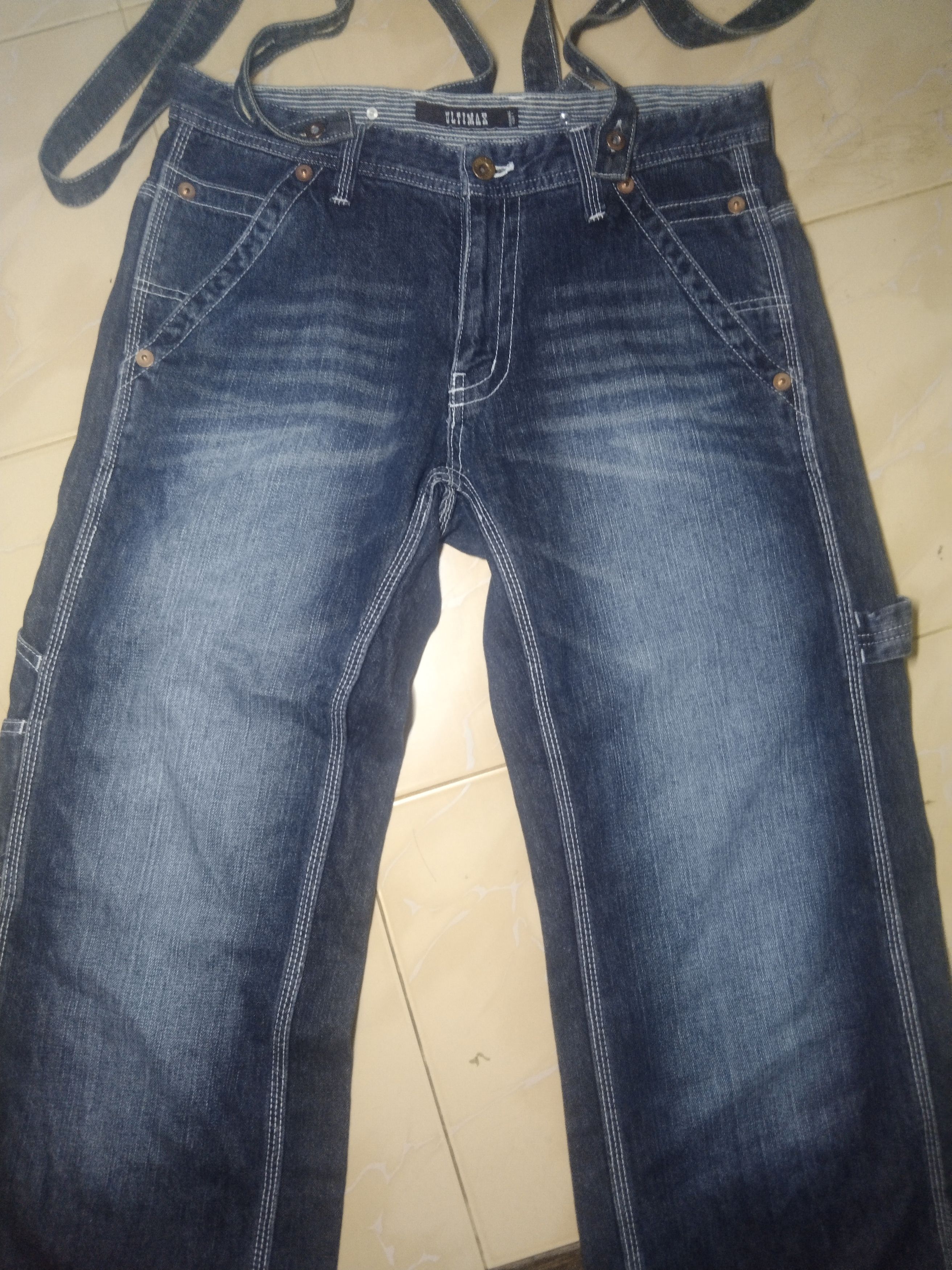 Japanese Brand × Vintage Ultimax Carpenter Buckle back Denim with Suspender (baggy) Size US 34 / EU 50 - 7 Thumbnail