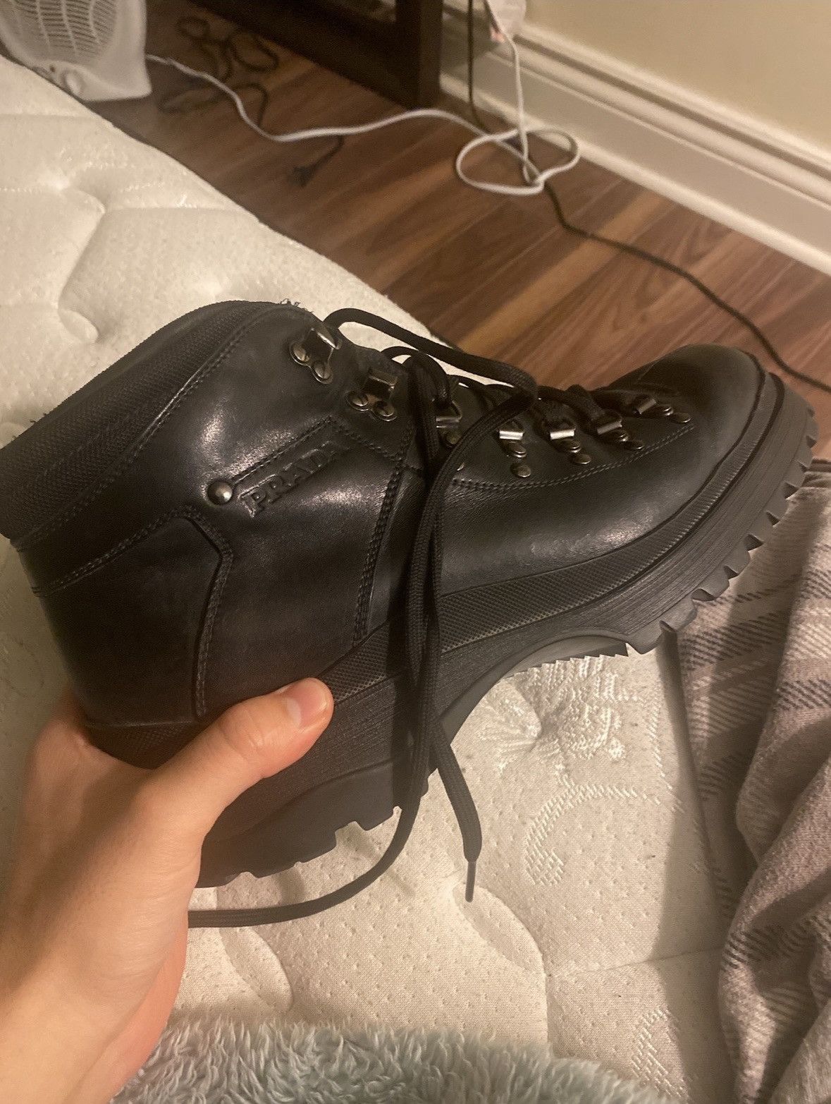 Prada PRADA Black Leather Hiking Boots Size US 10 / EU 43 - 7 Thumbnail