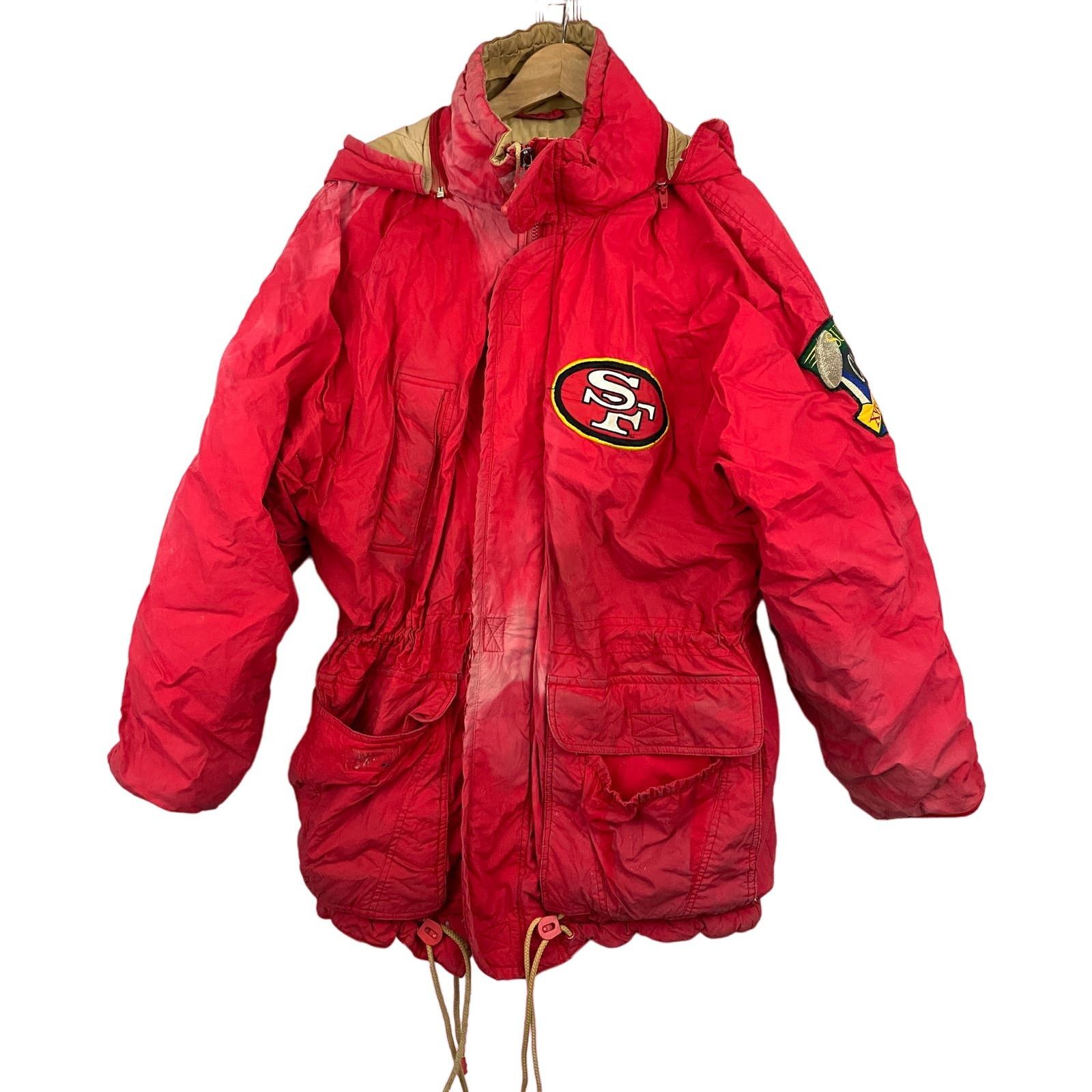 image of Mirage VTG Nfl Hooded Jacket L San Francisco 49Ers Superbowl in Red, Men's (Size Large)