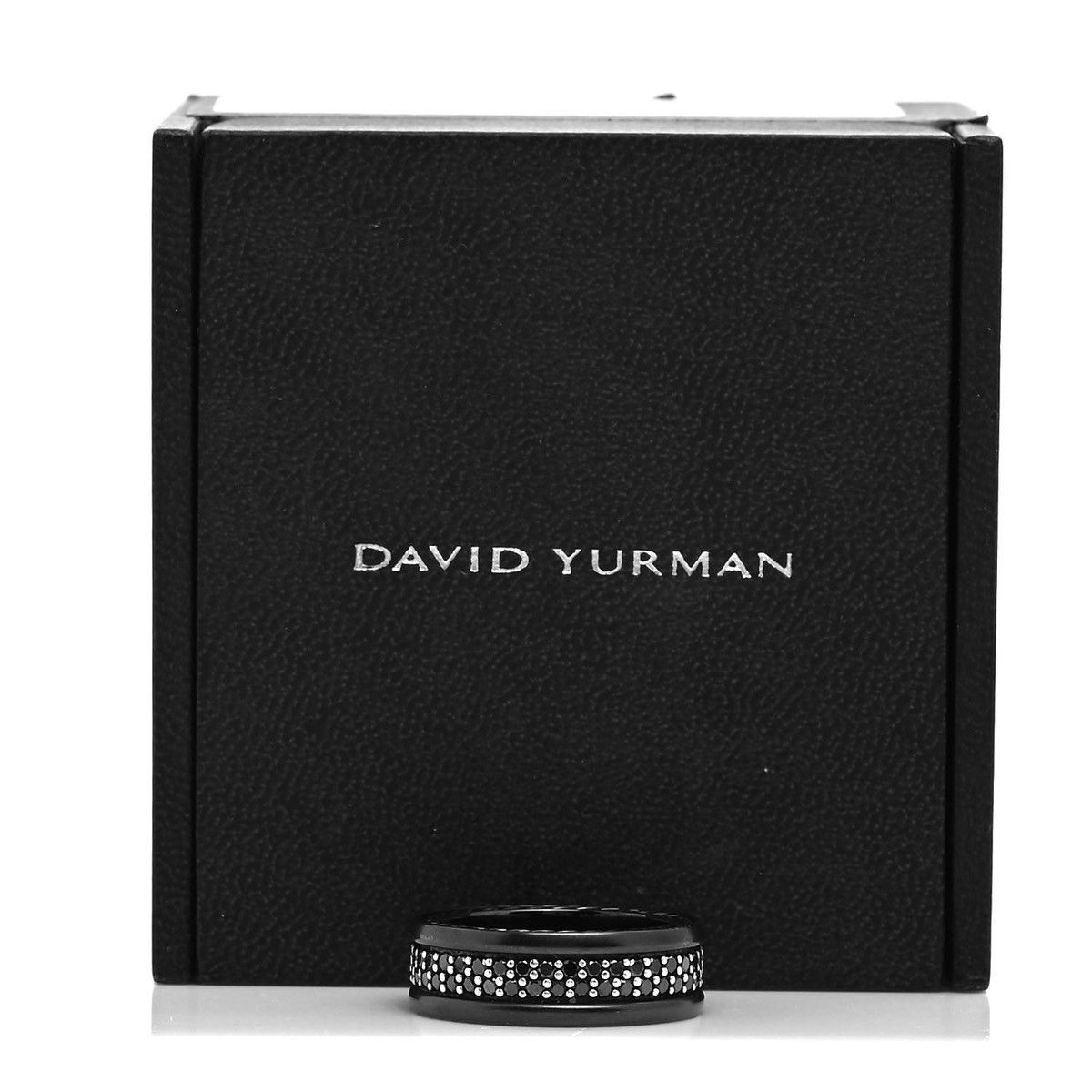 David Yurman David Yurman Titanium Silver Black Diamond Two-Row Band Ring Size ONE SIZE - 5 Thumbnail