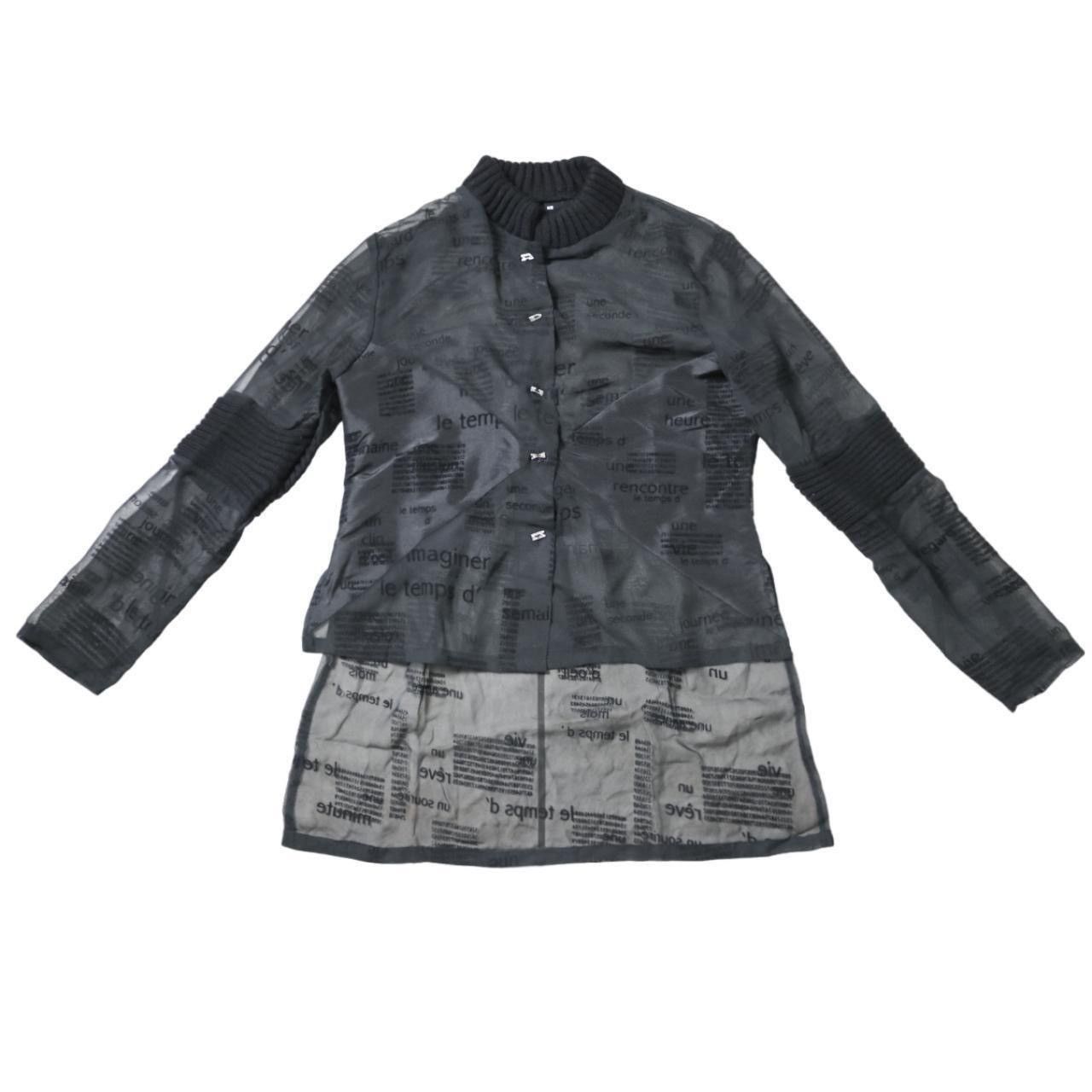 Jean Paul Gaultier NWT Biche De Bere High Low Flock Text Mesh Blouse Size US S / EU 44-46 / 1 - 3 Thumbnail