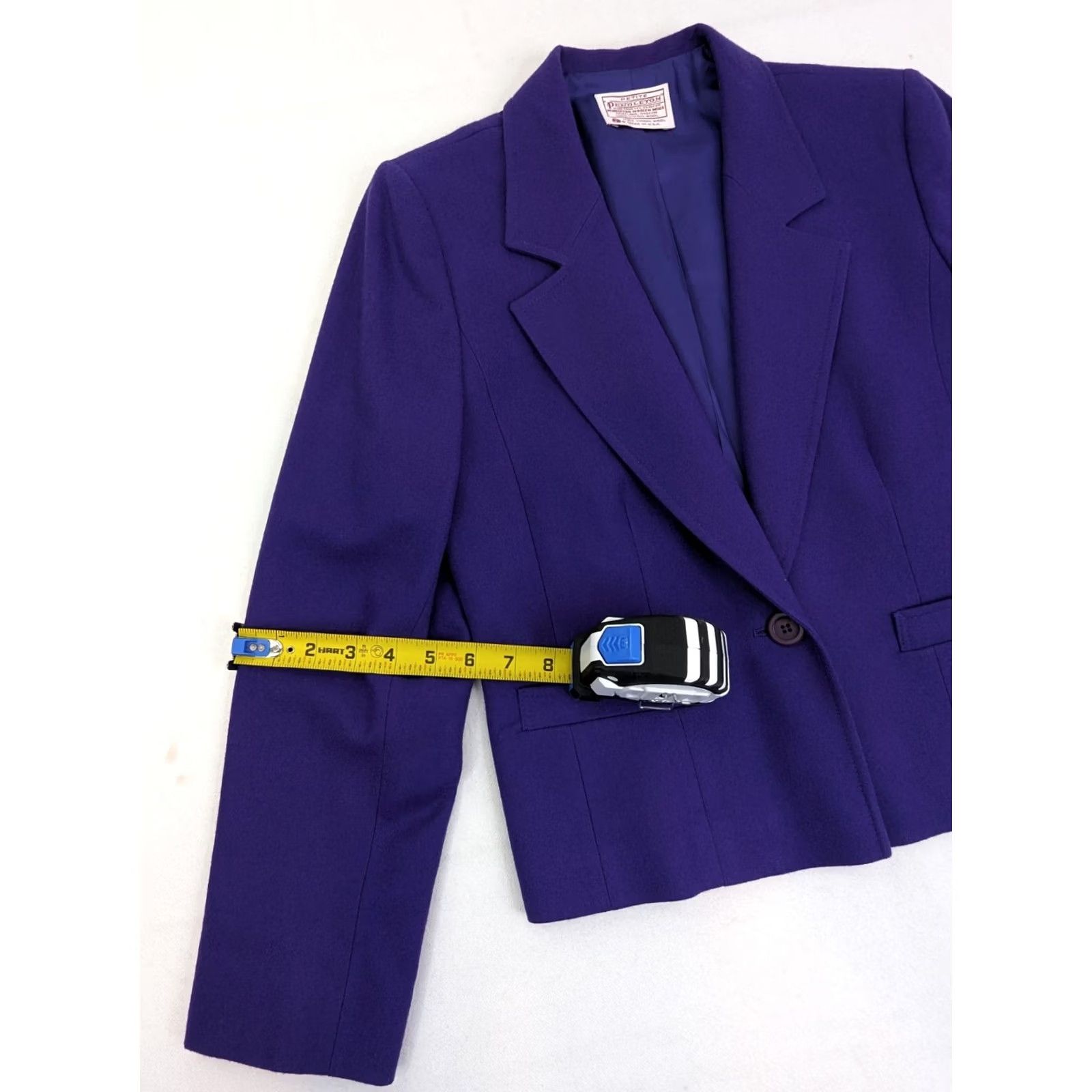 Pendleton Pendleton Blazer Womens Petite 10P Purple Notch Lined Wool Single-Breasted 1-Button Jacket Vintage Shinny Knits Solid Caucasian… Size L / US 10 / IT 46 - 4 Thumbnail