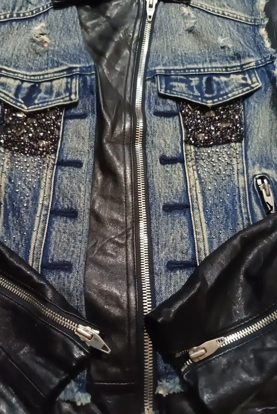Other Balmain SS11 Safety Sheepskin Crystal Denim Vest Style Size L / US 10 / IT 46 - 7 Thumbnail