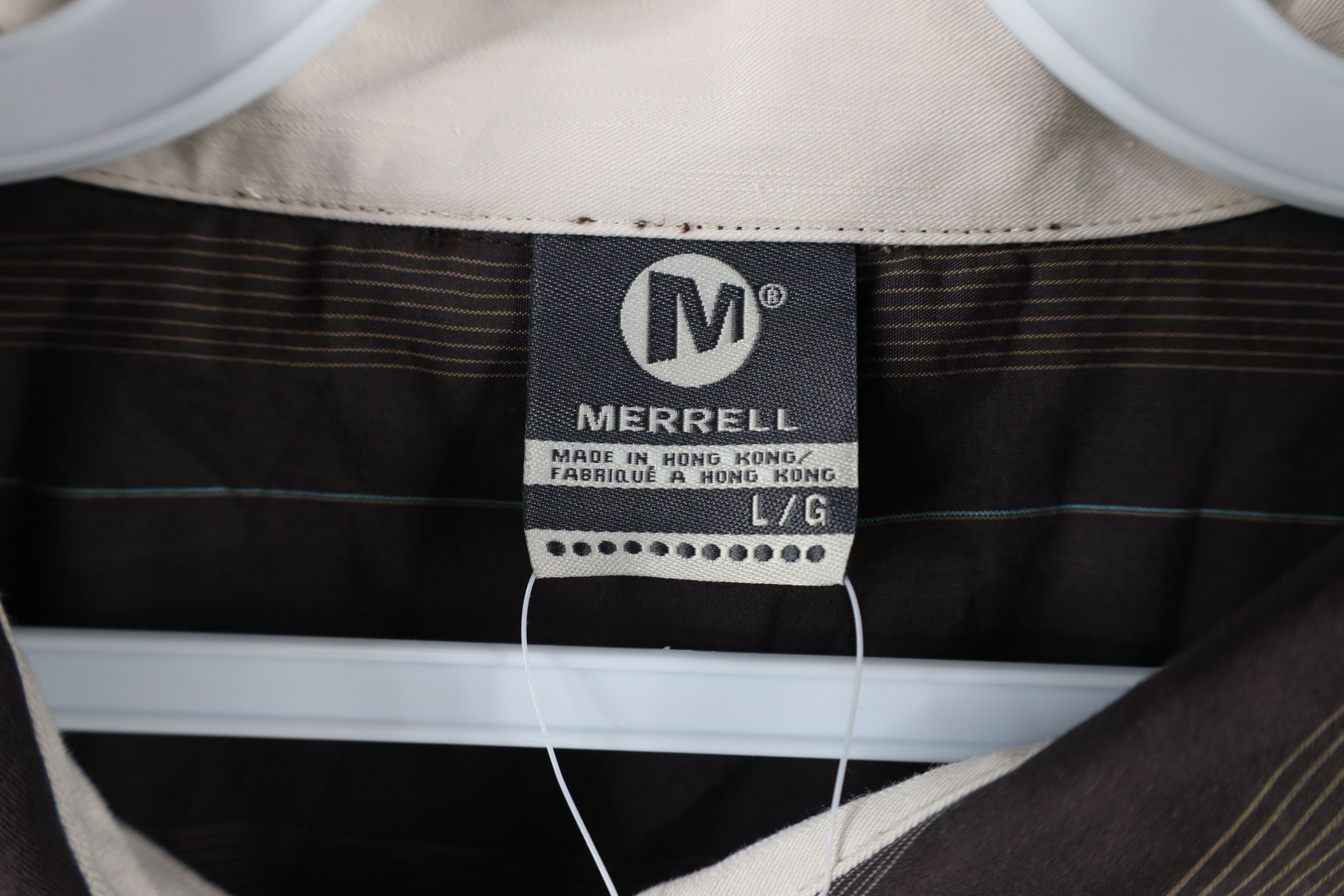 Merrell × Vintage New Merrell Power Pin Striped Collared Button Shirt Brown Size US L / EU 52-54 / 3 - 4 Thumbnail