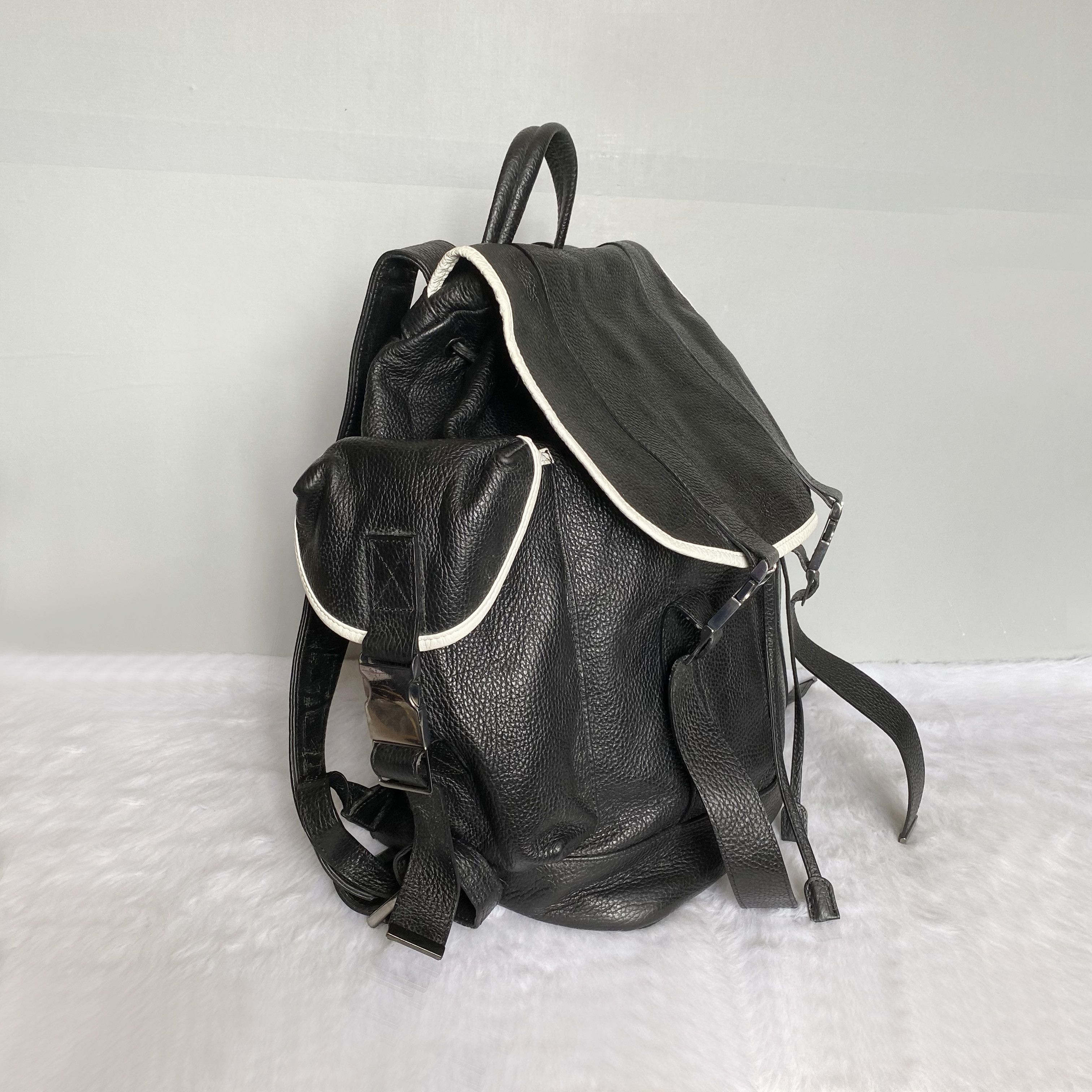 Neil Barrett × Vintage Black White Contrast Leather Nylon Backpack Size ONE SIZE - 2 Thumbnail