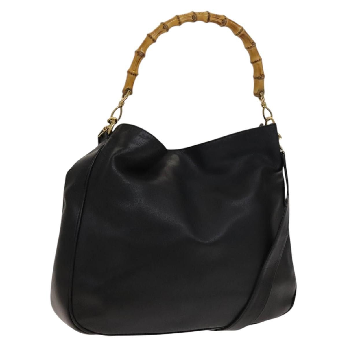Gucci GUCCI Bamboo Handbag Leather Black Gold 001 1781 001 1781 Size ONE SIZE - 1 Thumbnail
