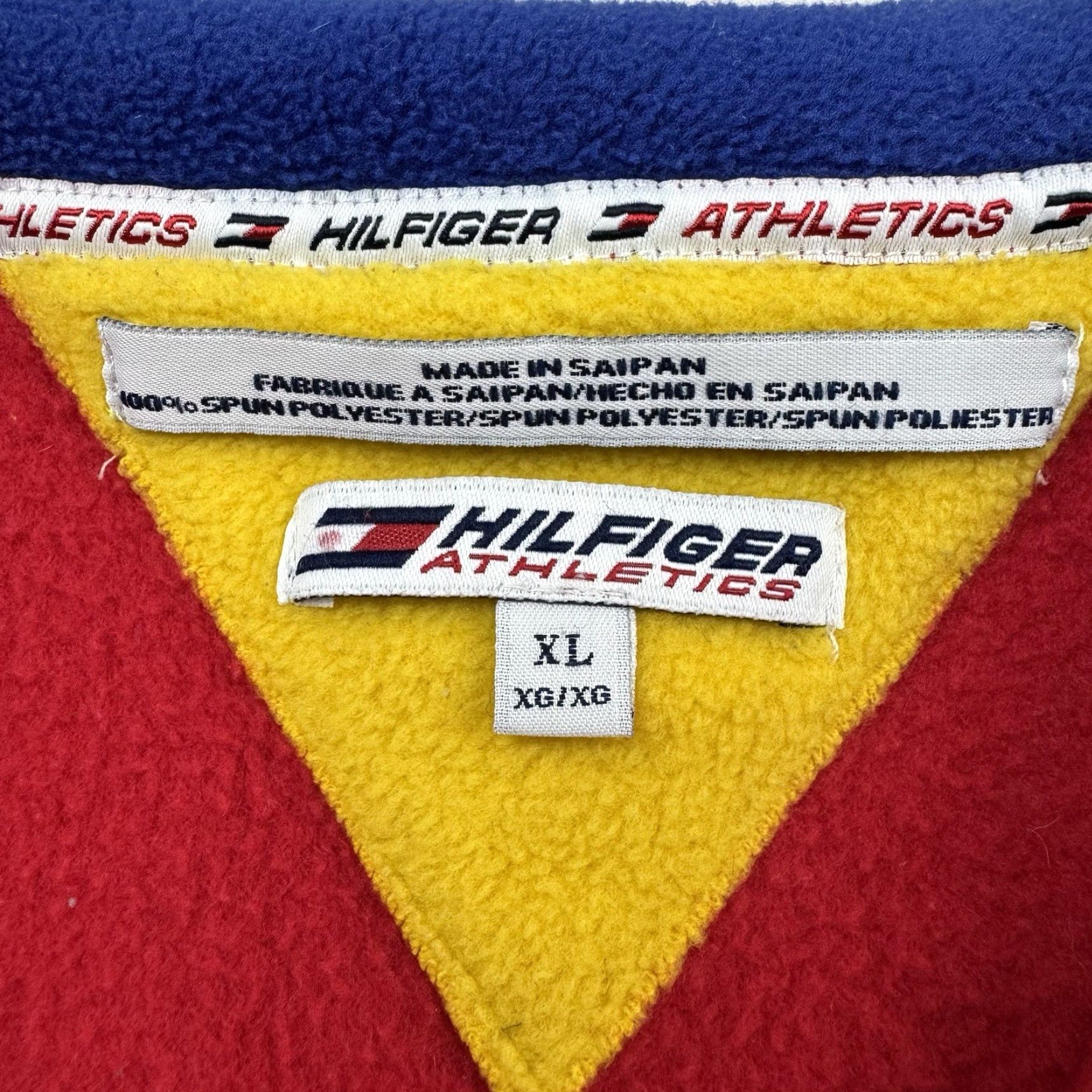 Tommy Hilfiger VINTAGE Tommy Hilfiger Jacket XL Adults Red Fleece Pullover Zip 90s Vintage 90s Mens Jacket Size US XL / EU 56 / 4 - 3 Thumbnail