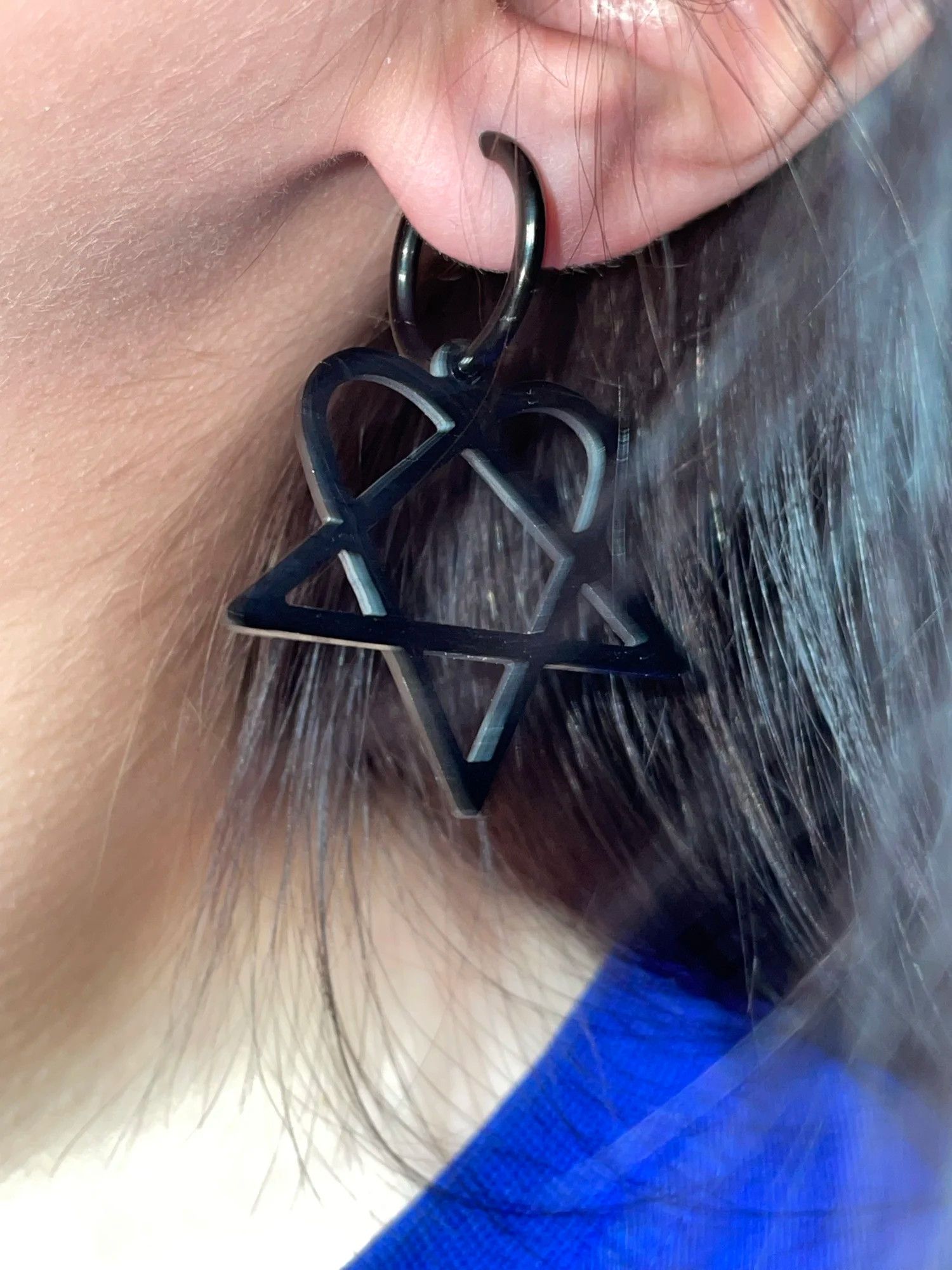 Jewelry Goth Heartagram Star Hoop Earrings Jewelry Gift Size ONE SIZE - 2 Thumbnail