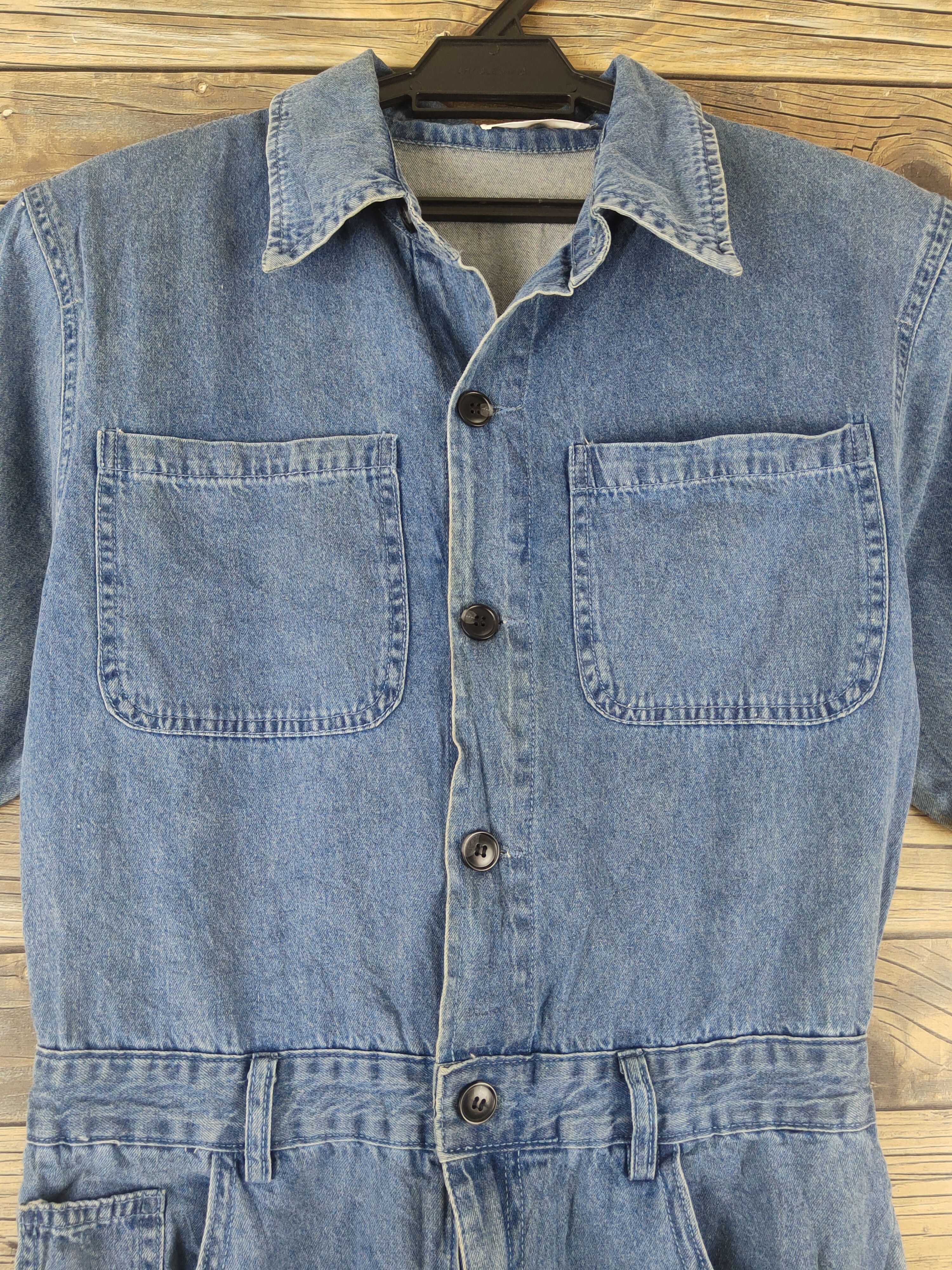Vintage L.H Studio Blue Denim Short Sleeve Coveralls Size 29" - 3 Thumbnail