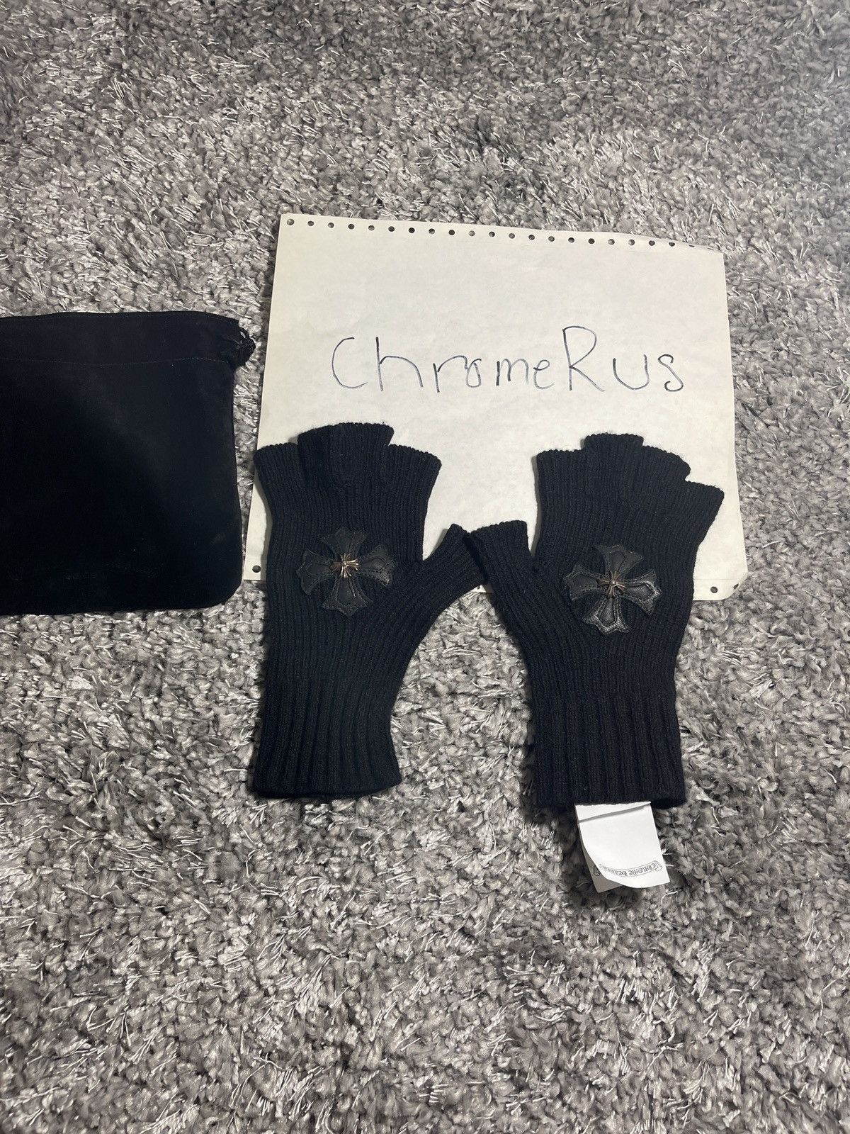 Chrome Hearts CHROME HEARTS CASHMERE CROSS PATCH GLOVES Size ONE SIZE - 1 Thumbnail