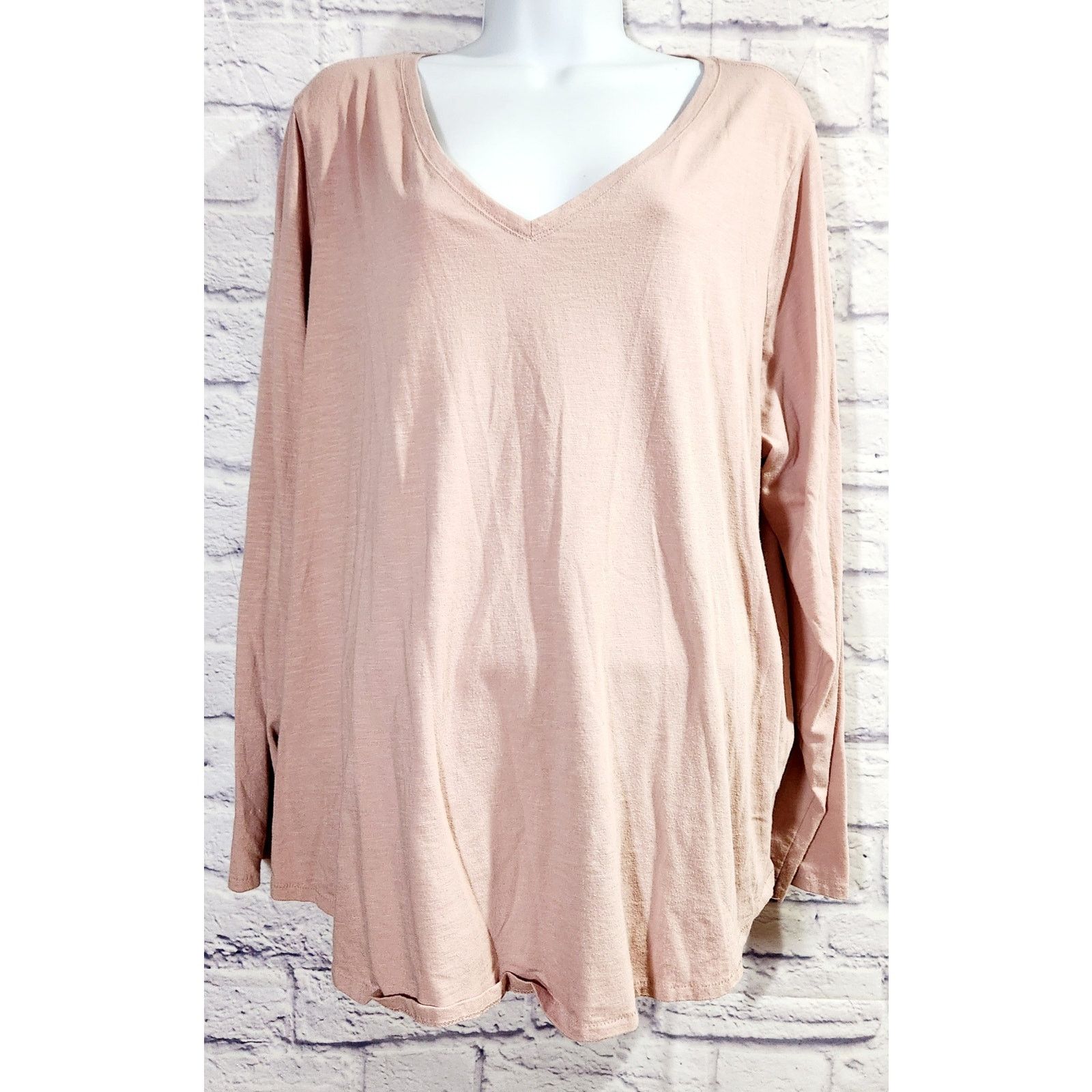 Other EVRI Dusty Rose Pink V Neck Long Sleeves Top 2X Plus Soft Size XXL / US 16-18 / IT 52-54 - 1 Thumbnail