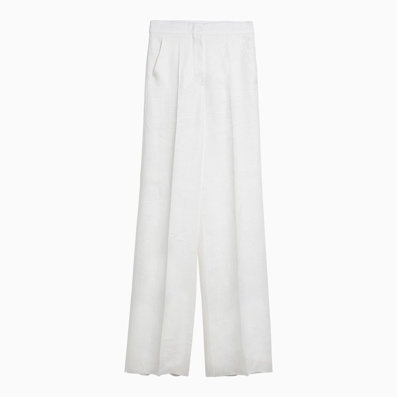 image of Max Mara White Linen Trousers, Women's (Size 26)