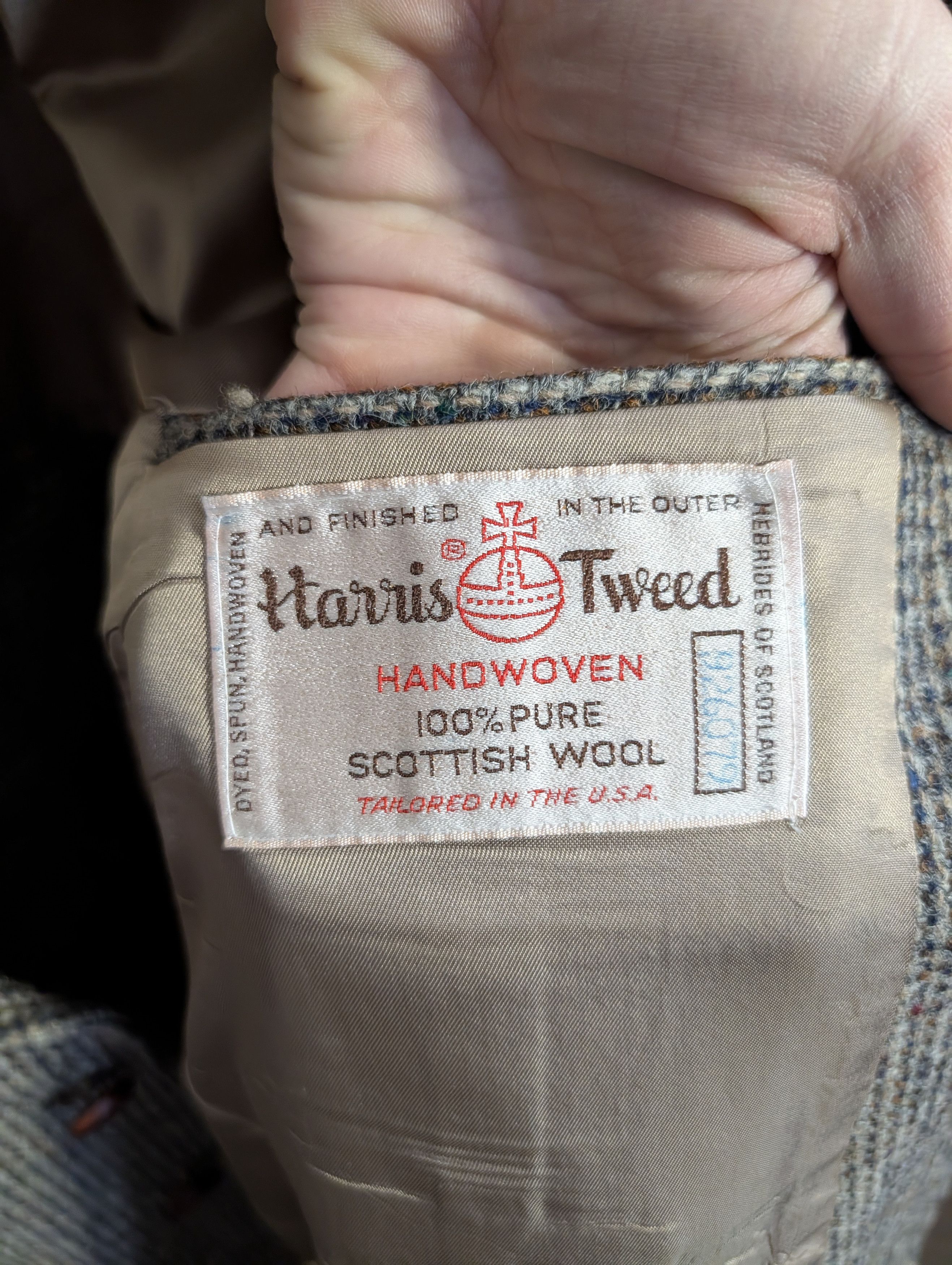 Harris Tweed Vintage speckled knit Scottish wool custom jacket Size 48R - 11 Thumbnail