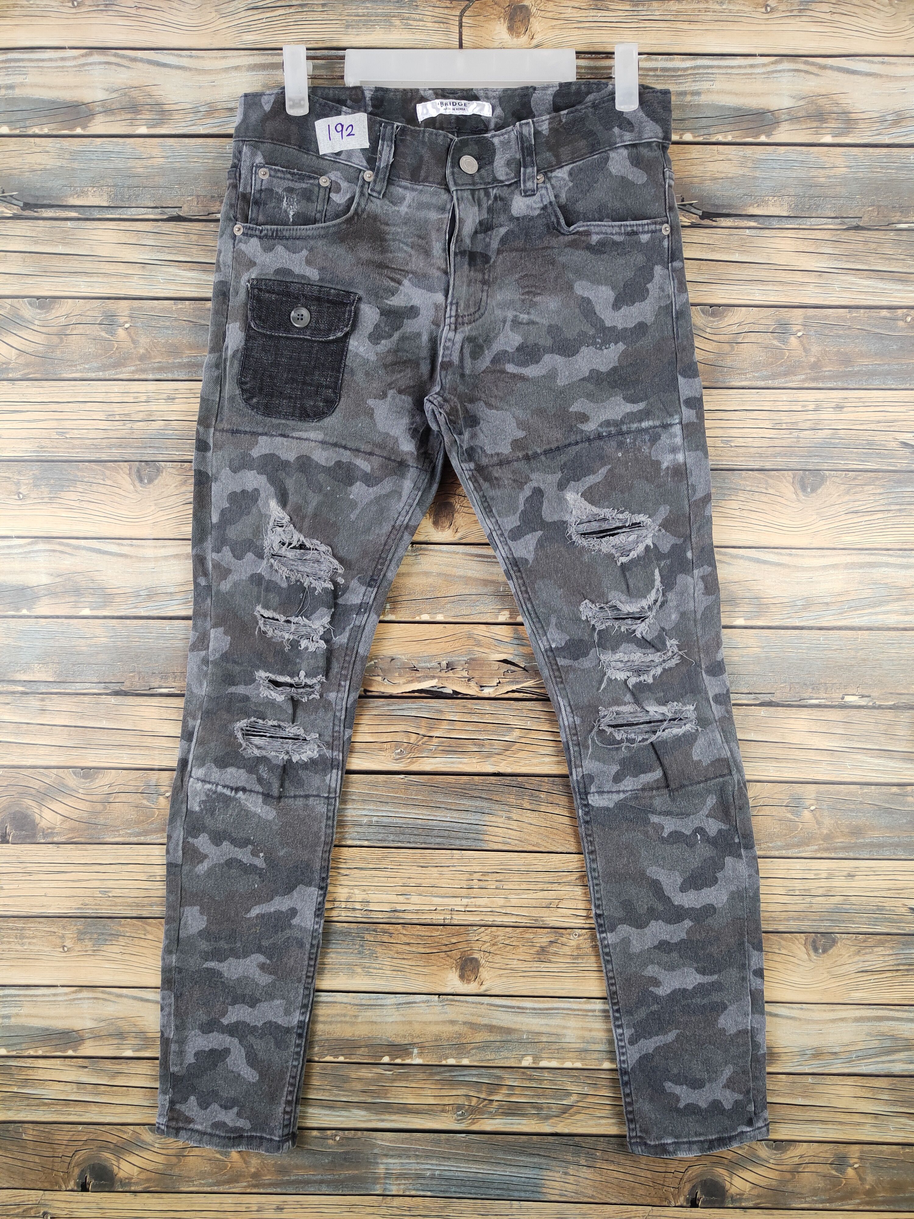 DLL Bridge Camo Distressed Ripped Skinny cargo pants #192