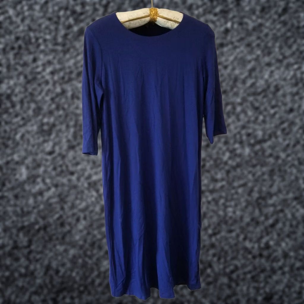 Eileen Fisher Eileen Fisher Shirt Dress Womens 3/4 Sleeves Blue Casual Small Midi Shirt Dress Womens Mens Size S / US 4 / IT 40 - 1 Thumbnail