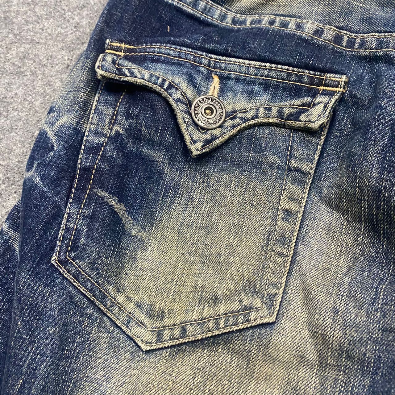 If Six Was Nine 💥Flare💥Vintage Rattle Trap Acid Wash Distressed Denim Size US 30 / EU 46 - 13 Thumbnail