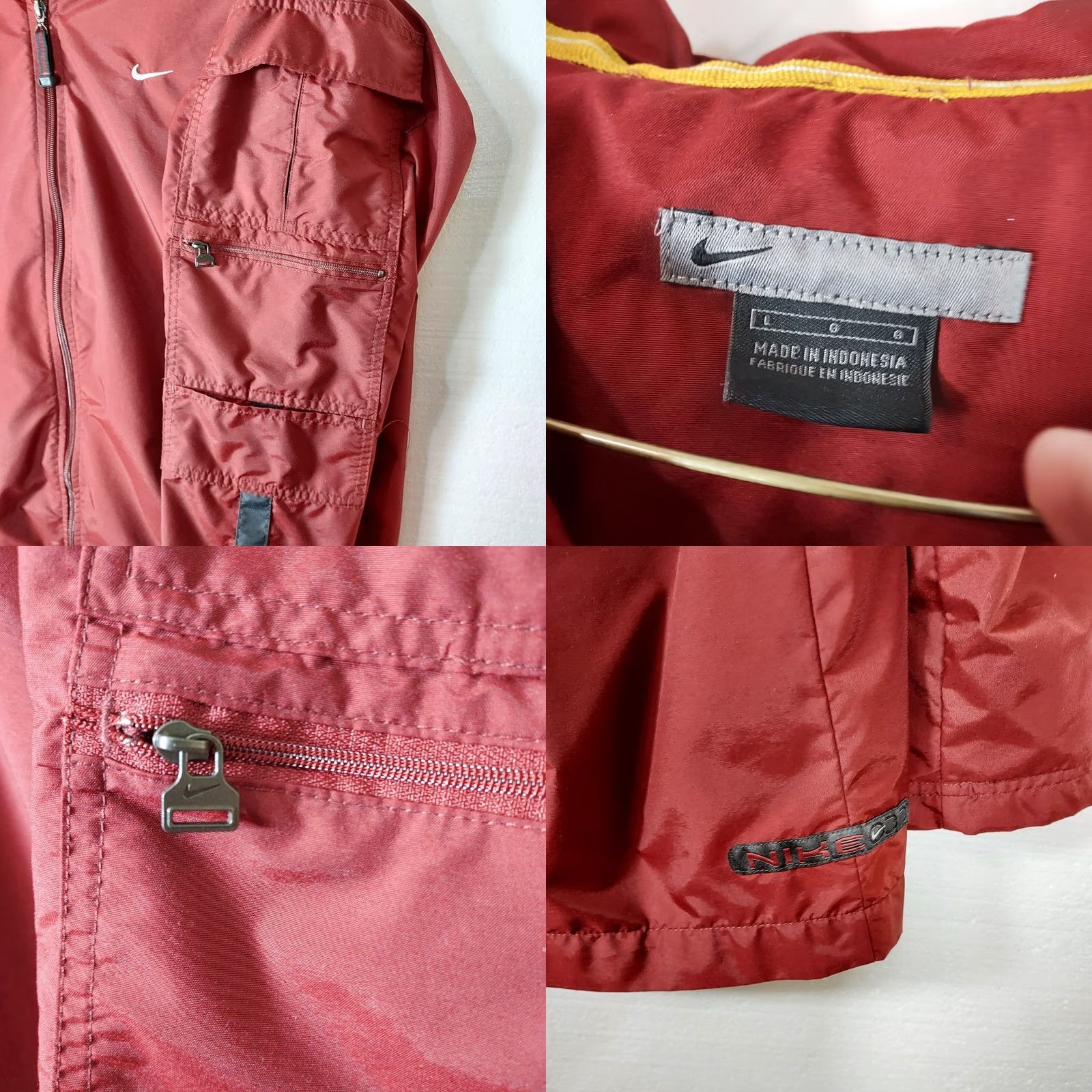 Nike VINTAGE Nike Jacket Men’s Large Red Windbreaker Full Zip Size US L / EU 52-54 / 3 - 8 Thumbnail