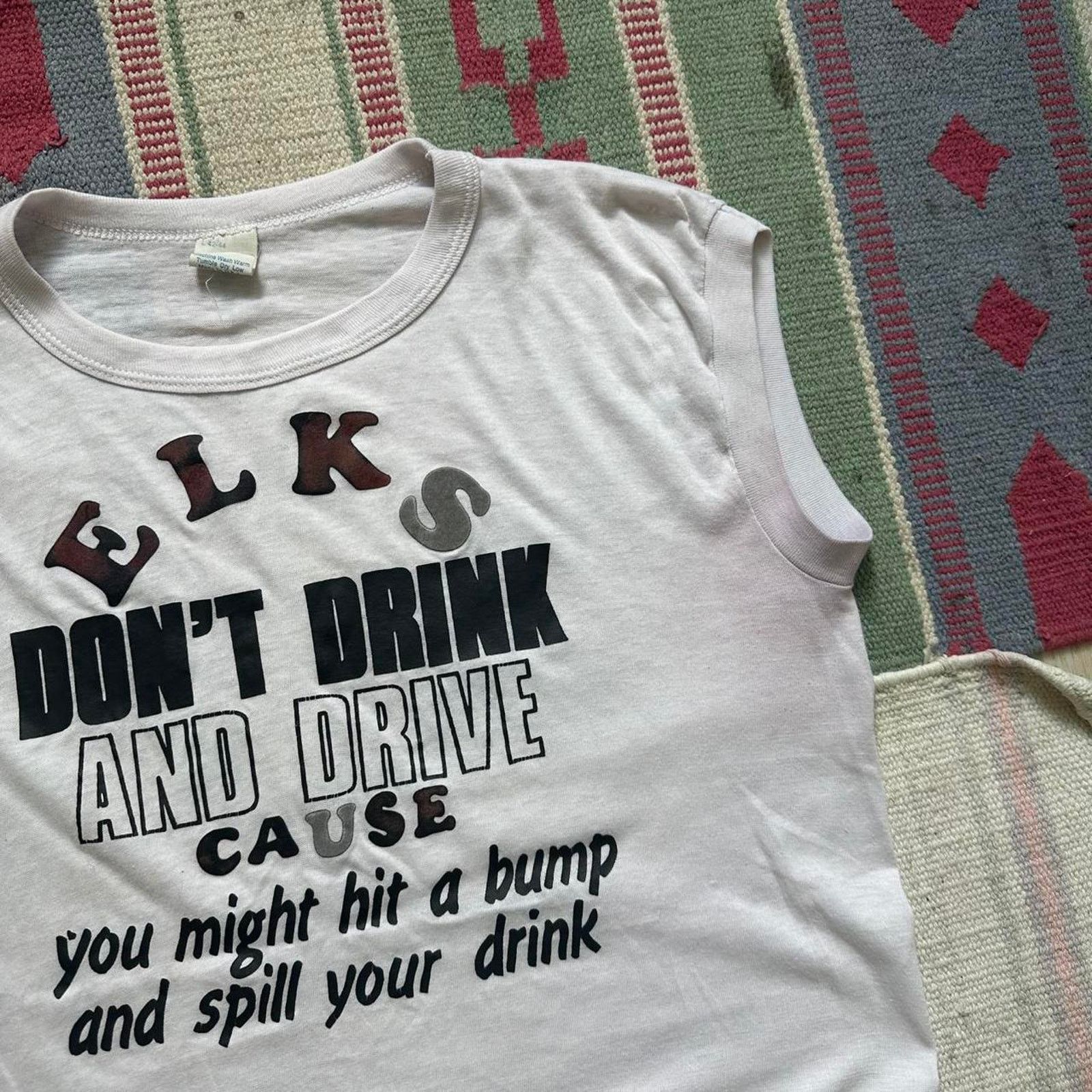 Vintage Rare Vintage 70s Drink Drive Beer Bar Cut Off Graphic Tee Size US M / EU 48-50 / 2 - 2 Thumbnail