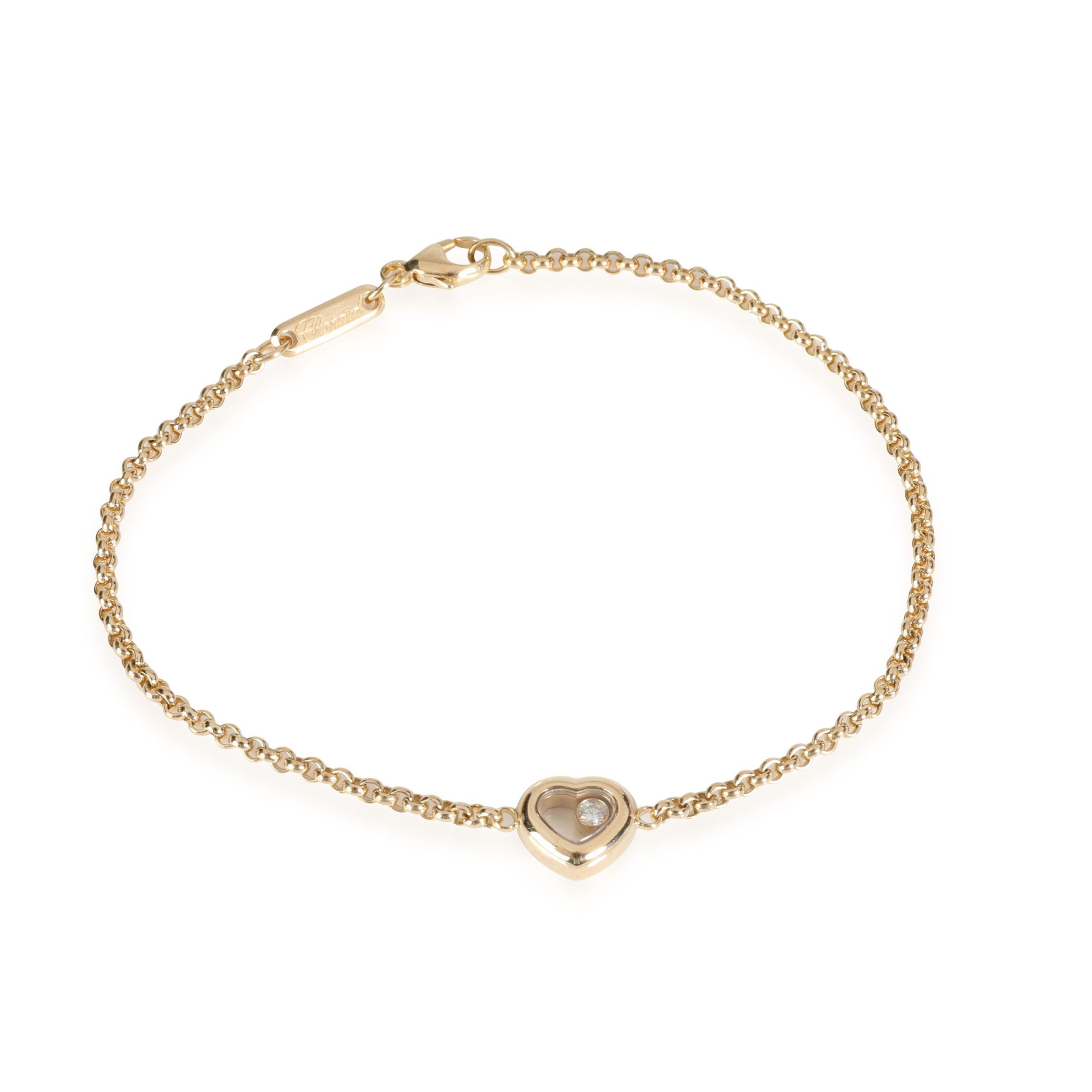 image of Chopard Happy Diamond Heart Bracelet In 18K Yellow Gold 0.05 Ctw, Women's