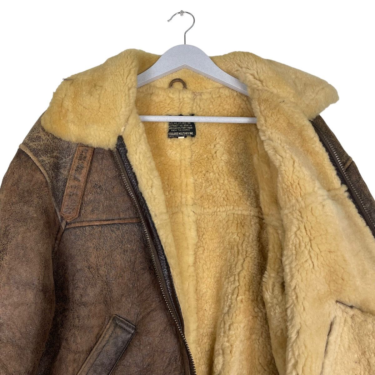 Leather × Vintage 💥VINTAGE FEDELESS MILITARY SHEARLING B3 SHEEPSKIN JACKET Size US M / EU 48-50 / 2 - 9 Thumbnail