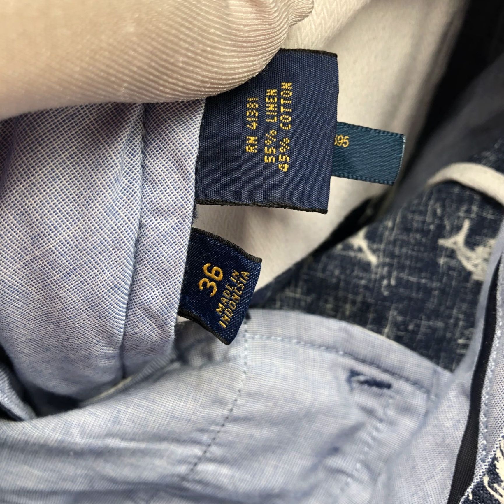 Polo Ralph Lauren Polo Ralph Lauren Classic Fit Linen Blend Shorts Mens 36 Blue Swordfish Print Chino Casual Summer Front Pockets Size US M / EU 48-50 / 2 - 7 Thumbnail