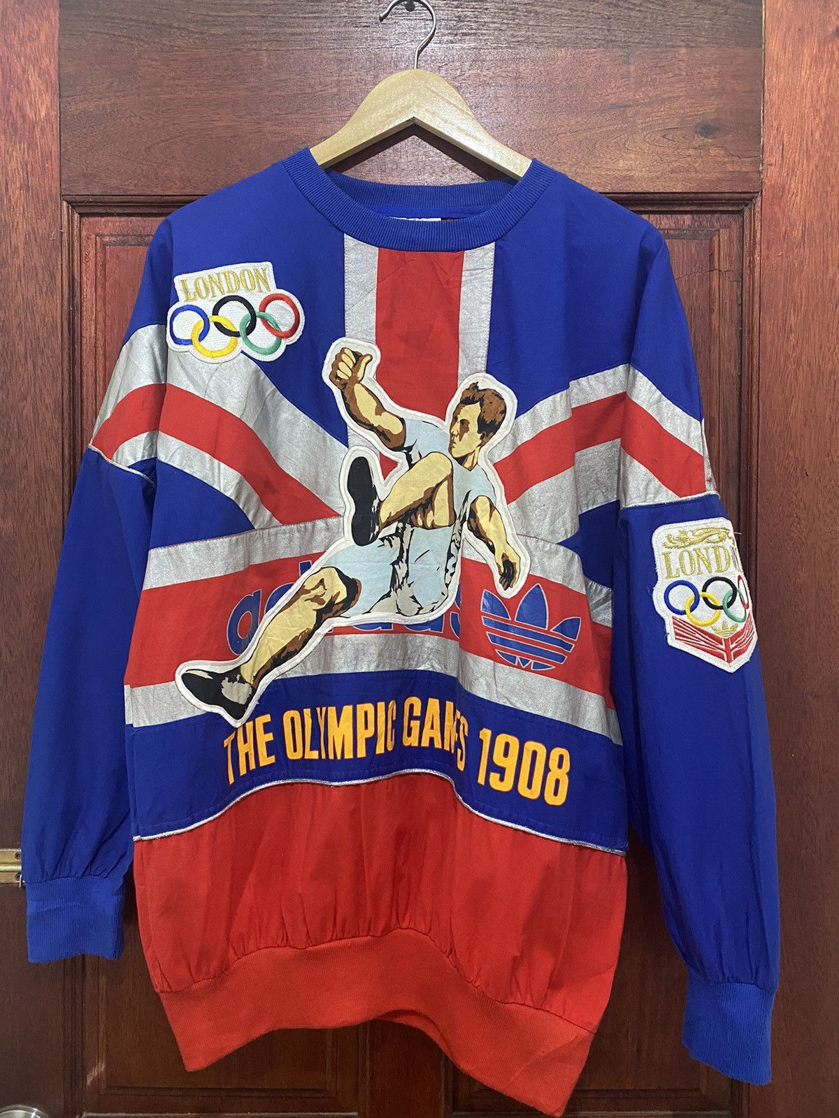 image of VTG Adidas Olympic 1948 Games Crewneck Aop Collection, Men's (Size Medium)