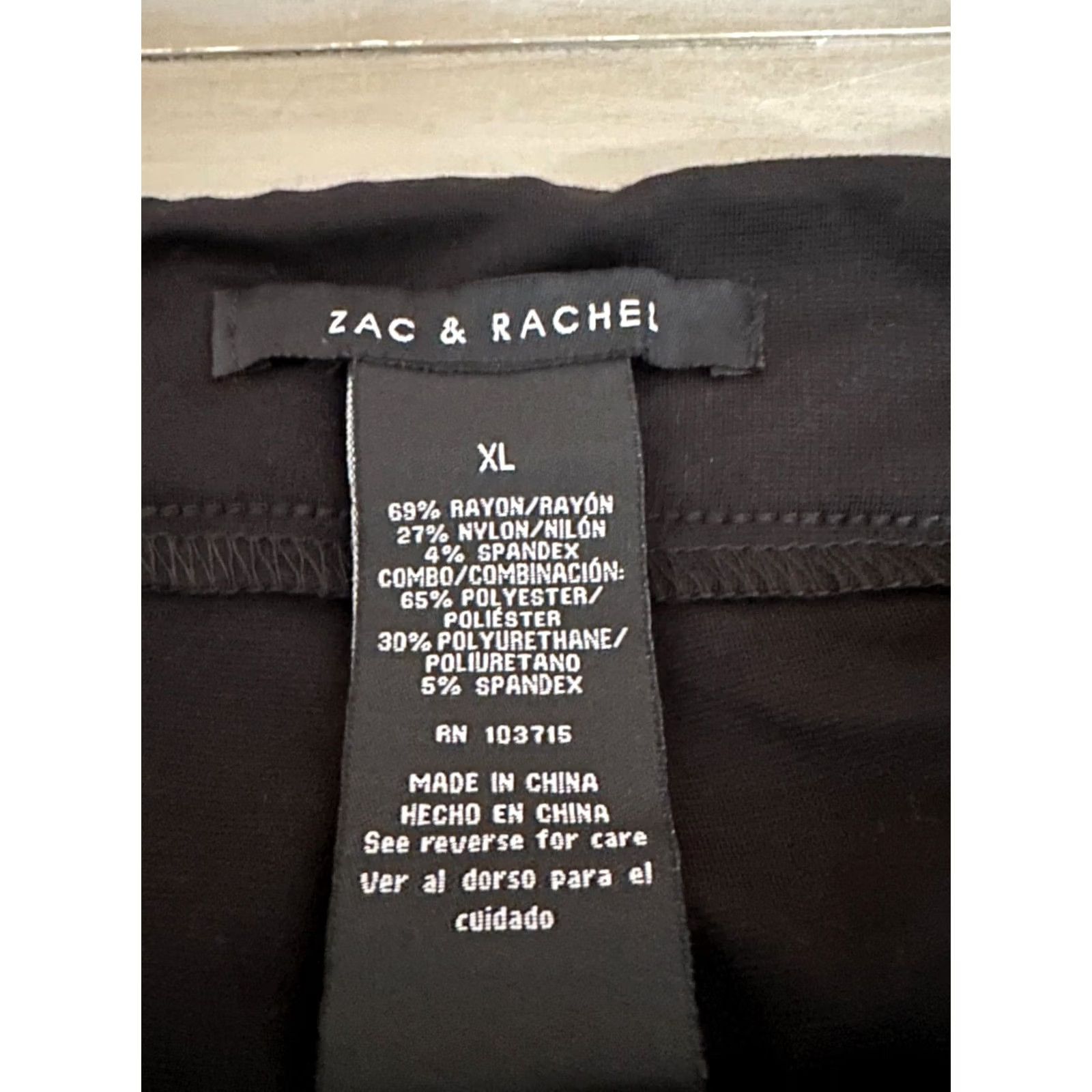 Vintage ZAC & RACHEL Women's Pants Slimming Flat Front Black XL Regular Slim Straight Leg Tummy Control Size 40" / US 18 - 5 Thumbnail