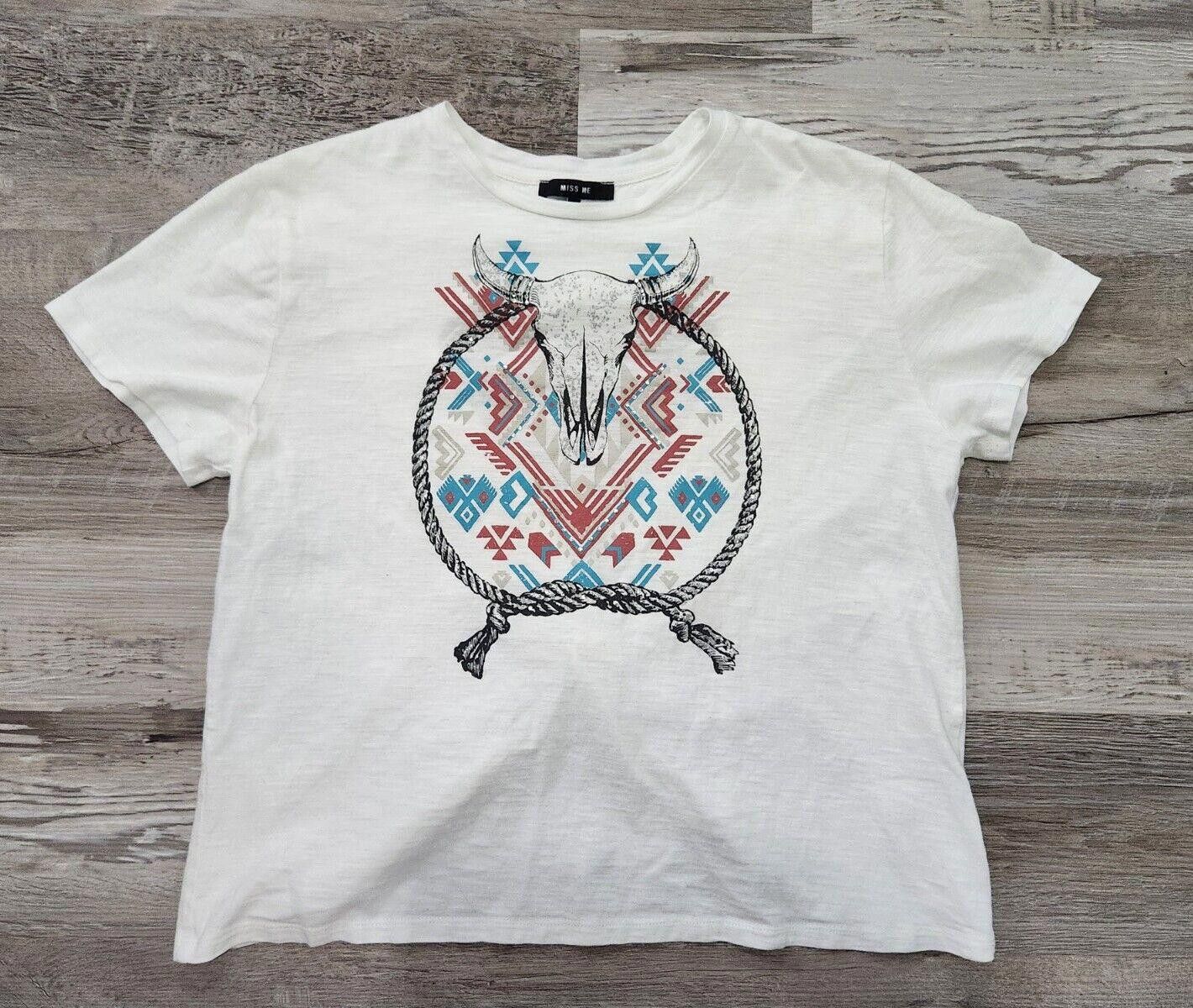 Designer Miss Me Shirt Medium Western Open Back Texas Bull Aztec Size M / US 6-8 / IT 42-44 - 1 Thumbnail