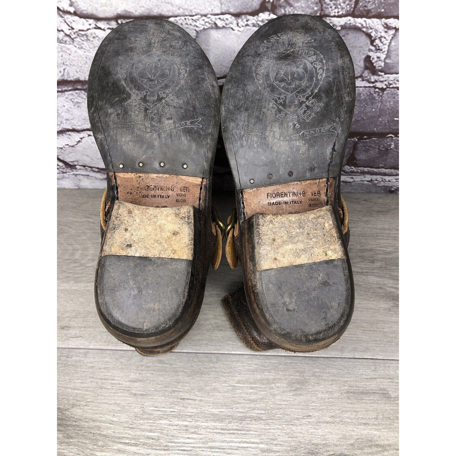 Fiorentini + Baker Fiorentini + Baker Brown Leather Side Zip Buckle Ankle Boots Size US 7 / IT 37 - 14 Thumbnail