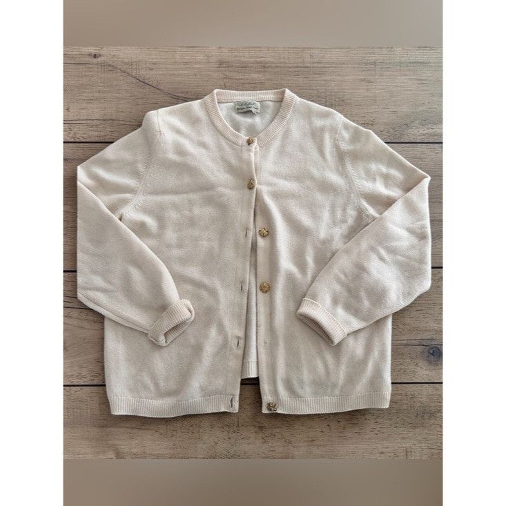 Vintage Vintage BERK 100% Cashmere Cream Knit Button-Up Cardigan Size L / US 10 / IT 46 - 1 Thumbnail
