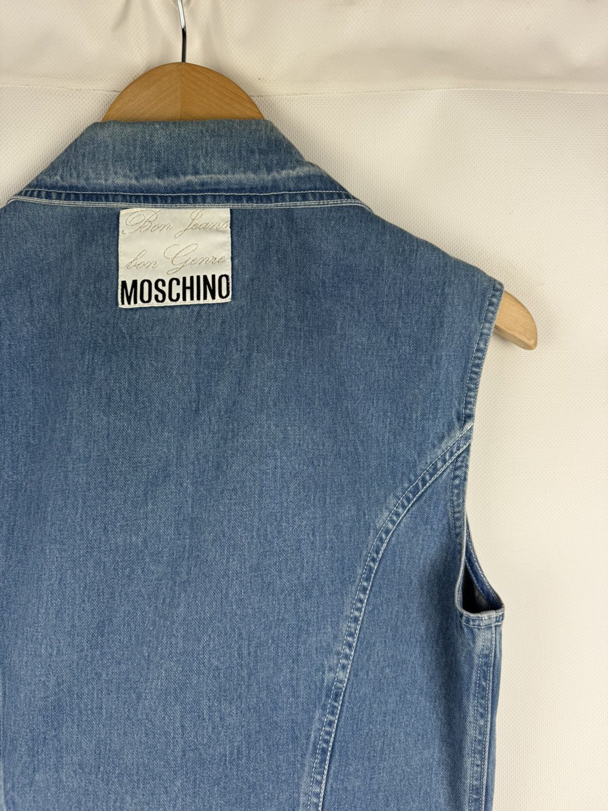 Moschino × Vintage Moschino Jeans VTG Denim Sleeveless Vest Jacket Waistcoat Size XL / US 12-14 / IT 48-50 - 18 Thumbnail