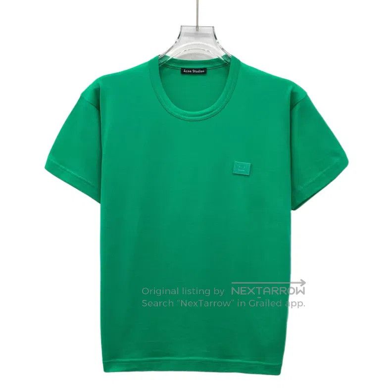 Acne Studios Acne Studios Green Smile Embroidered Cotton Crew Neck Shor Size XXS / US 00 / IT 34 - 1 Thumbnail