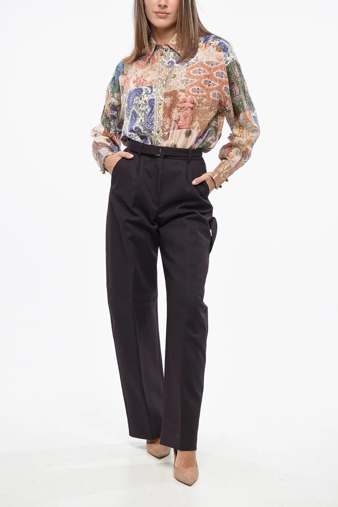 Lanvin og1mm0426 Wide Wool Pant in Brown Size 26" / US 2 / IT 38 - 4 Thumbnail