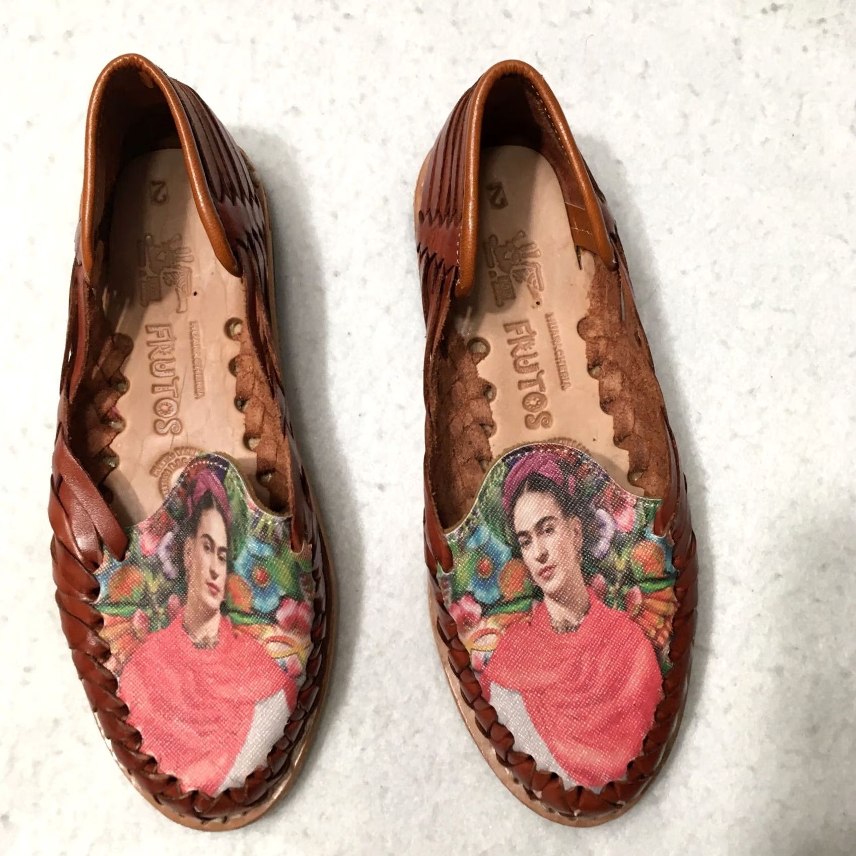 CLOSED frutos Huarache Sandal Womens Red/Tan graphic toe sz 2 CLOSED TOE Slip On Leather Casual Size US 4.5 / IT 34.5 - 3 Thumbnail