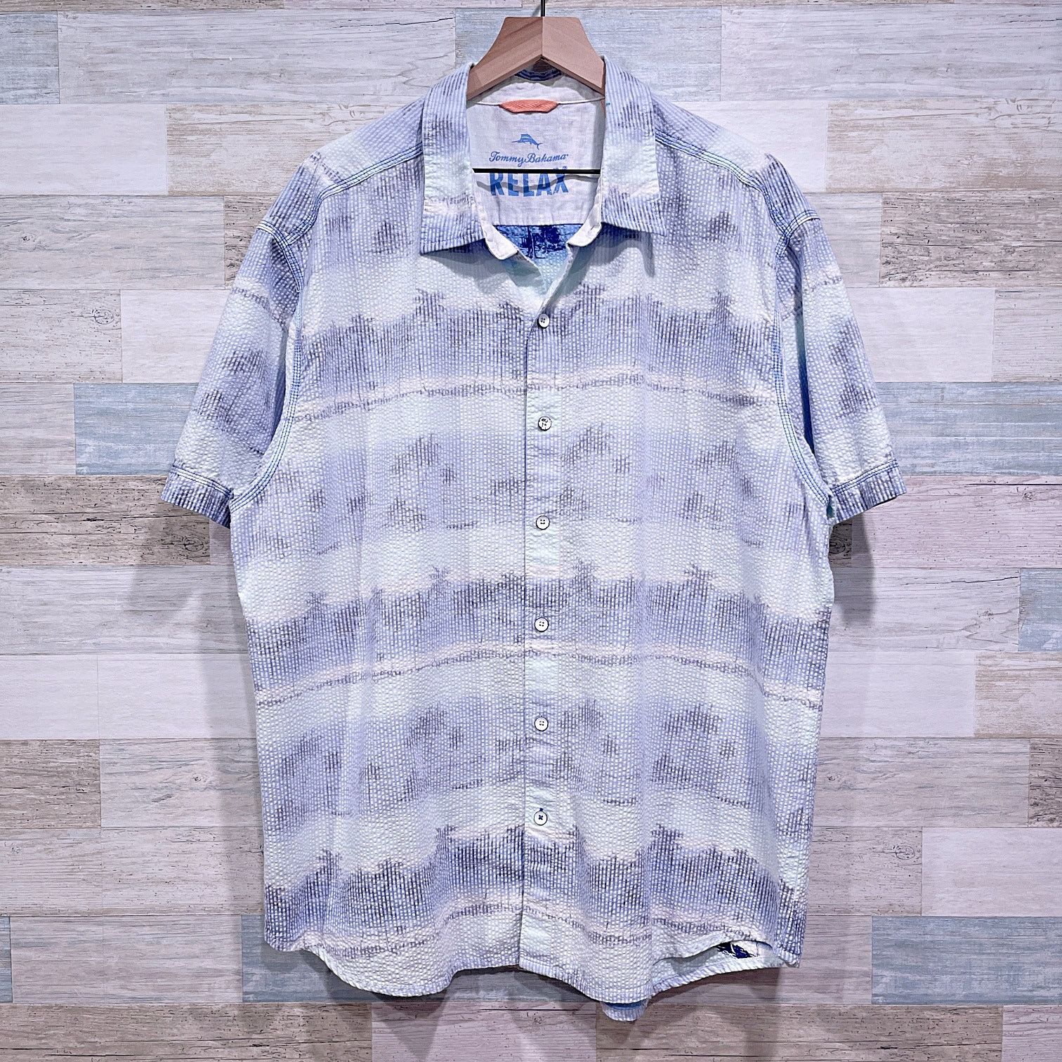 Tommy Bahama Tommy Bahama Seersucker Camp Shirt Blue Mens XXL Size US XXL / EU 58 / 5 - 1 Thumbnail
