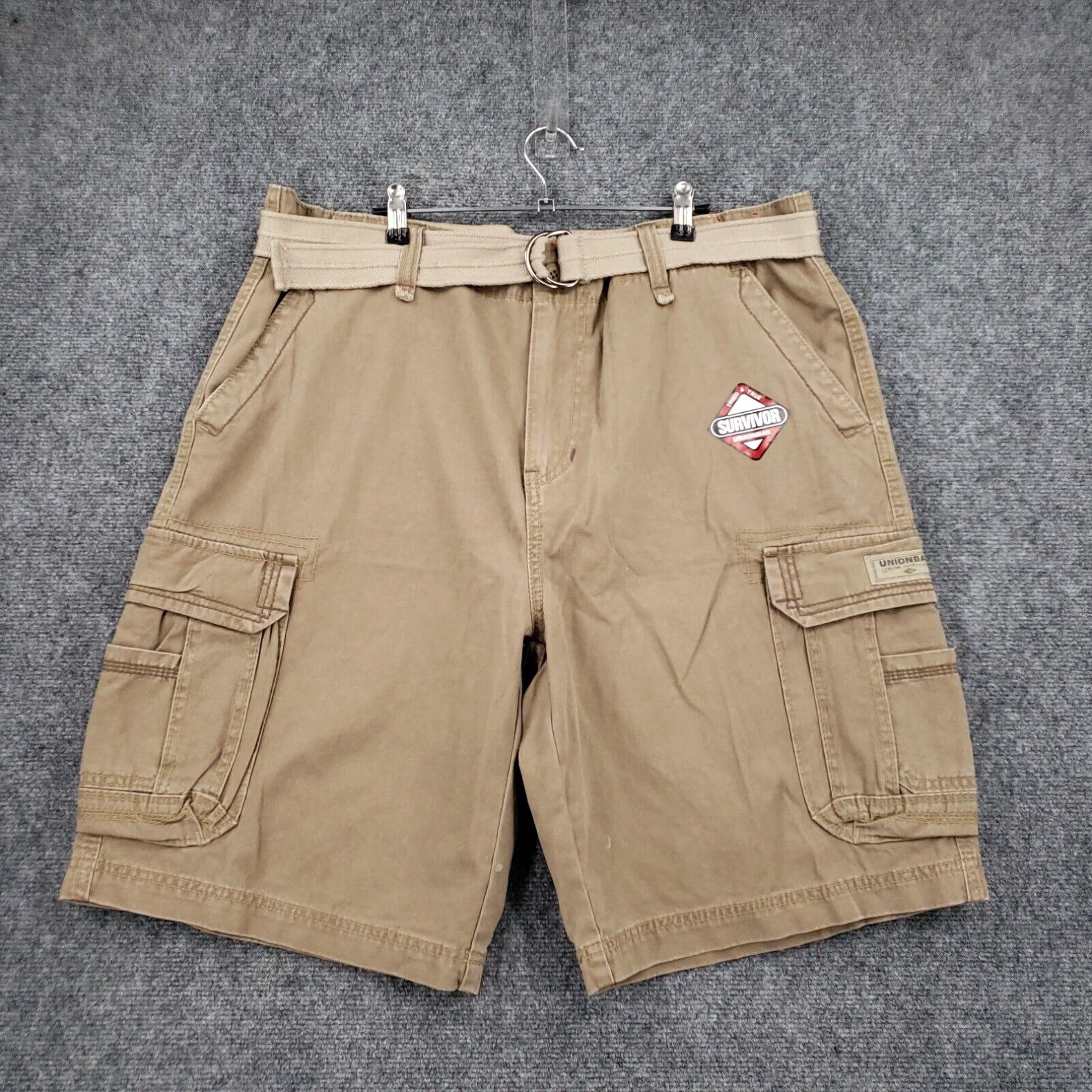 Union Bay Khaki Comfort Stretch Flat Front Mens Utility Cargo Shorts with Pockets Size 38 by Unionbay Grailed