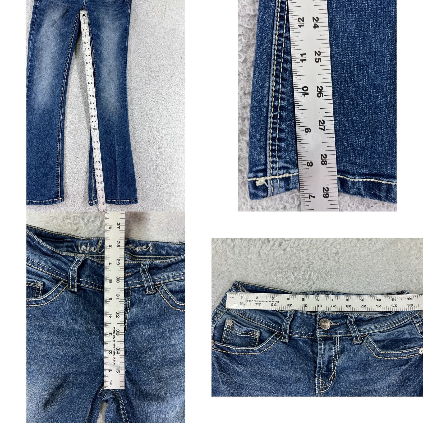 Vintage VINTAGE Wallflower Jeans Women Flared Pants Cotton Rayon Blue Embroidered Rhinestone 22x29 Size 25" / US 0 / IT 36 - 8 Thumbnail