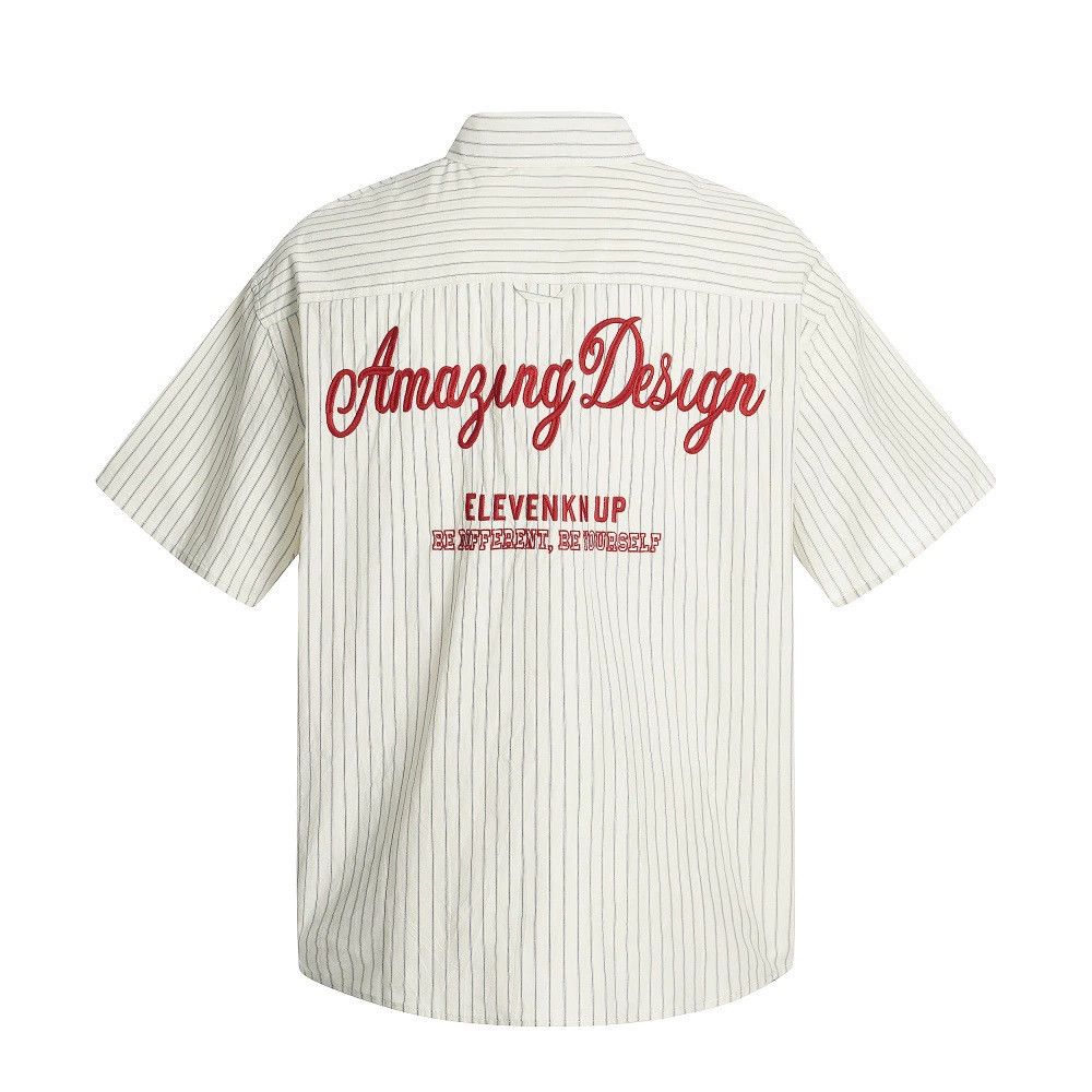 Vintage Men's American vertical striped embroidered letter shirt Size US M / EU 48-50 / 2 - 1 Thumbnail