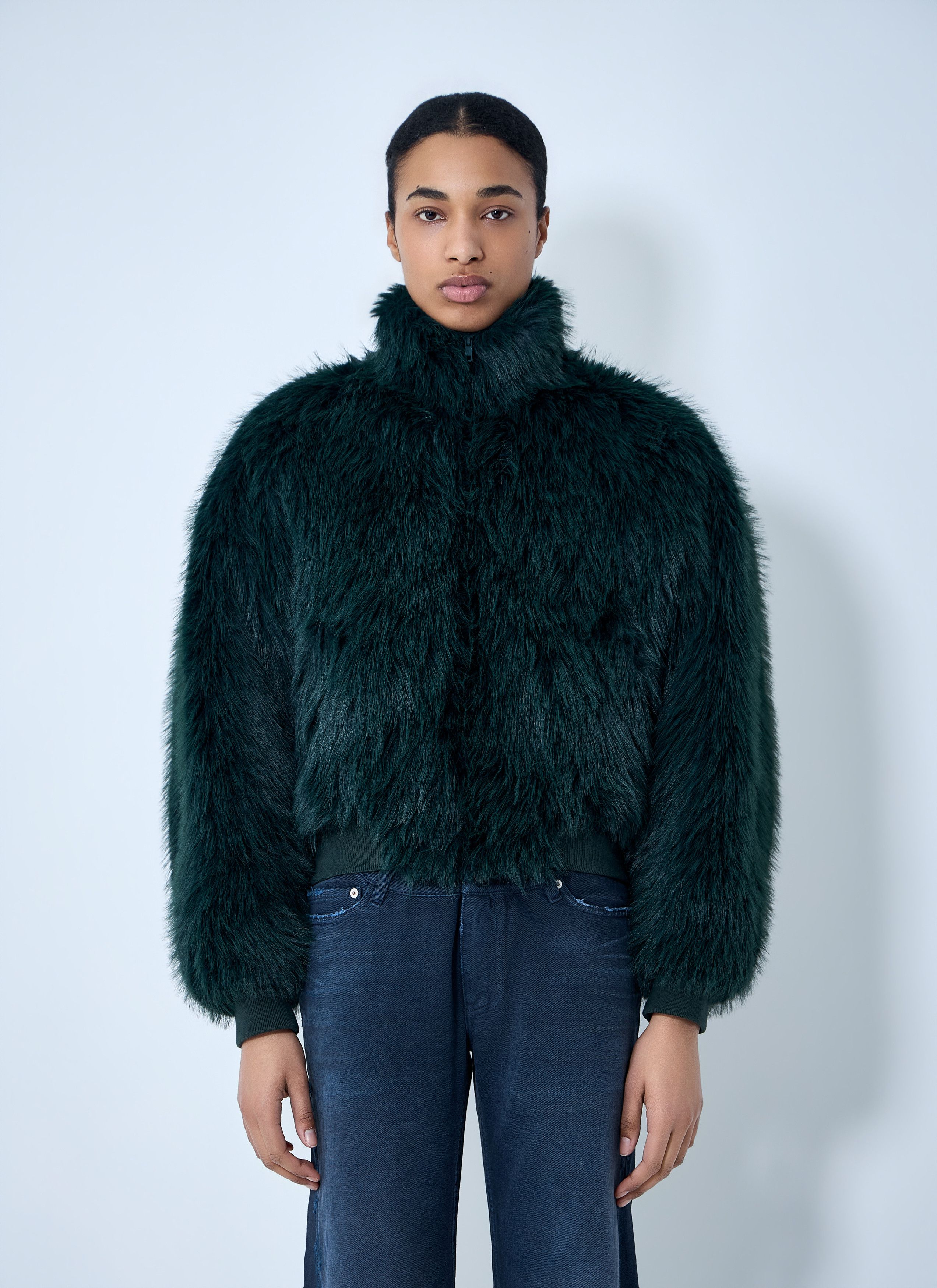 Balenciaga Faux Fur Bomber Jacket Size XS / US 0-2 / IT 36-38 - 1 Thumbnail