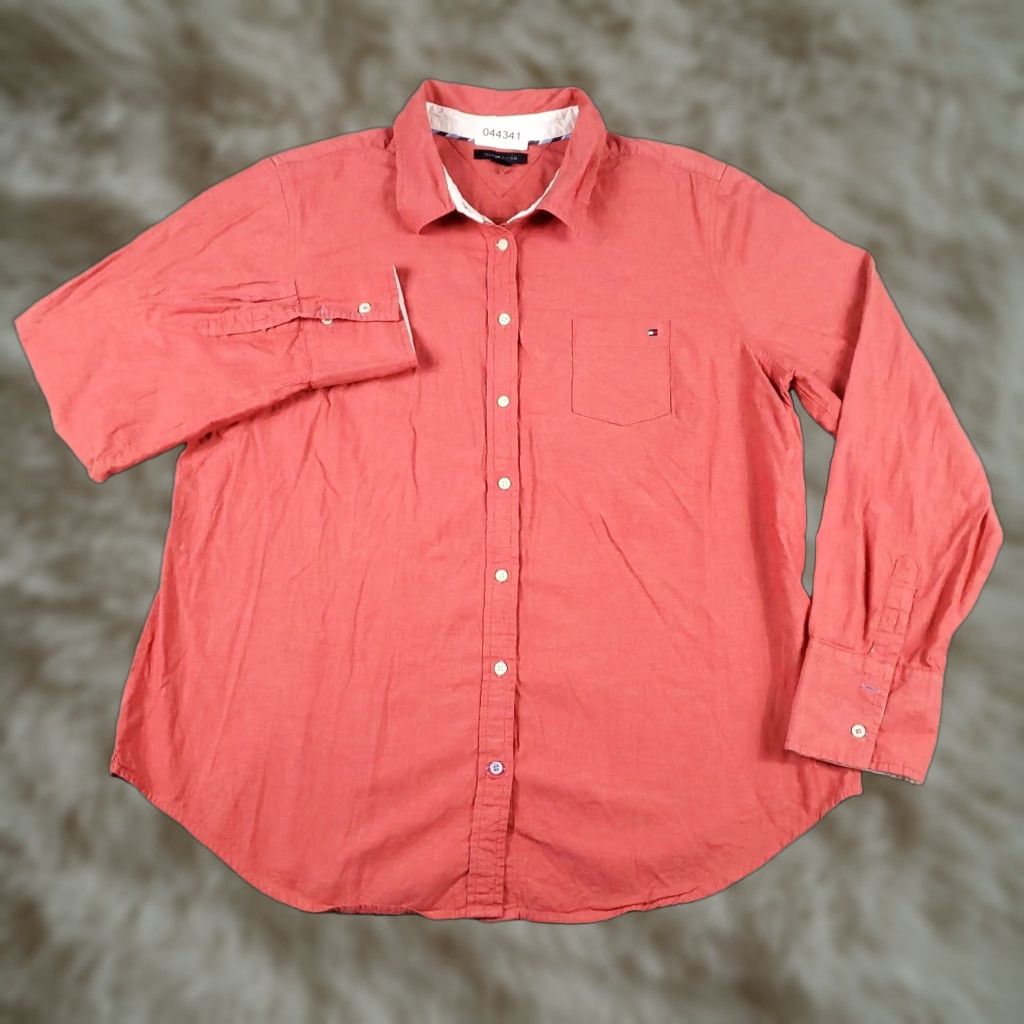 Tommy Hilfiger VINTAGE Tommy Hilfiger Women's Shirt Adult 2XL Pink Button-Up Casual Cotton Spring Summer Women Size XXL / US 16-18 / IT 52-54 - 1 Thumbnail