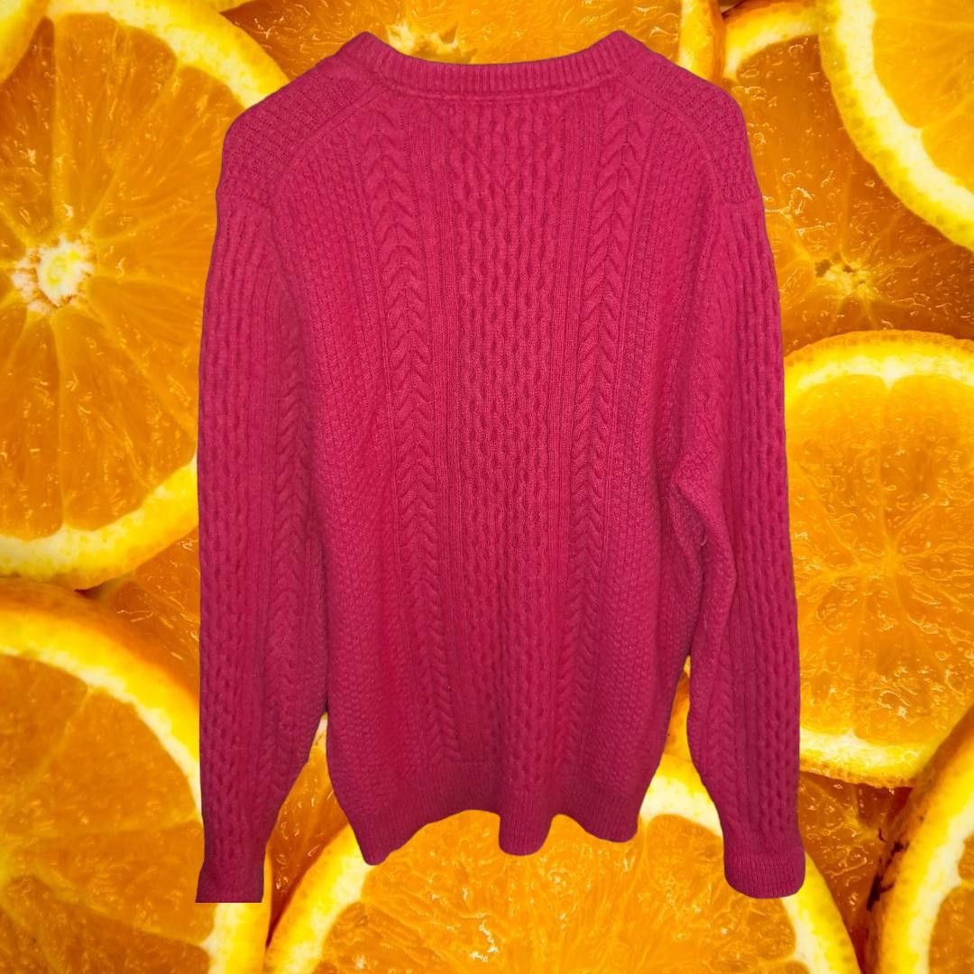 Tommy Hilfiger Tommy Hilfiger Red Cable Knit Crew Neck Wool Blend Sweater S Size US L / EU 52-54 / 3 - 6 Thumbnail