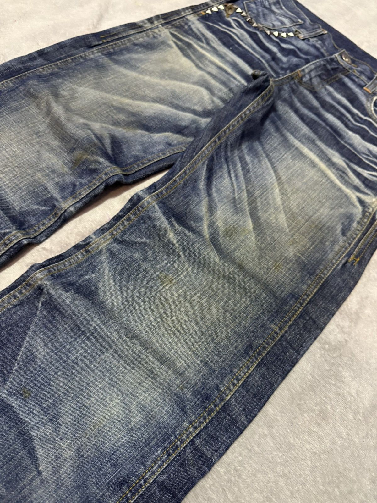 Hysteric Glamour × Japanese Brand Old Army Japan Studded Claw Mark Muddy Wide Leg Flared Jeans Size US 30 / EU 46 - 7 Thumbnail