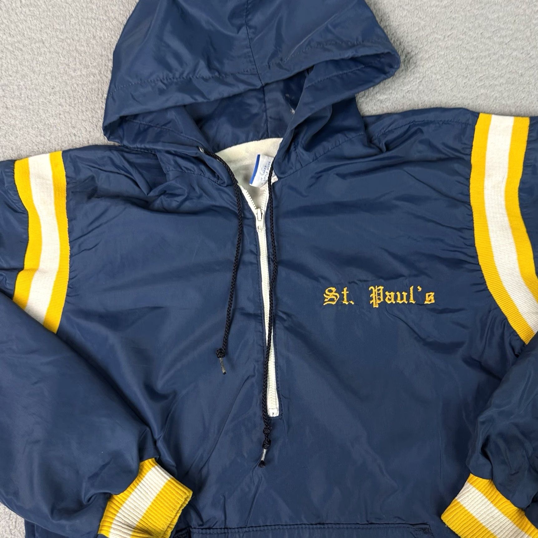 Champion VINTAGE Champion Jacket Adult Small Varsity St. Paul’s USA 80s Blue Nylon Zip Pockets Mens Size US S / EU 44-46 / 1 - 2 Thumbnail